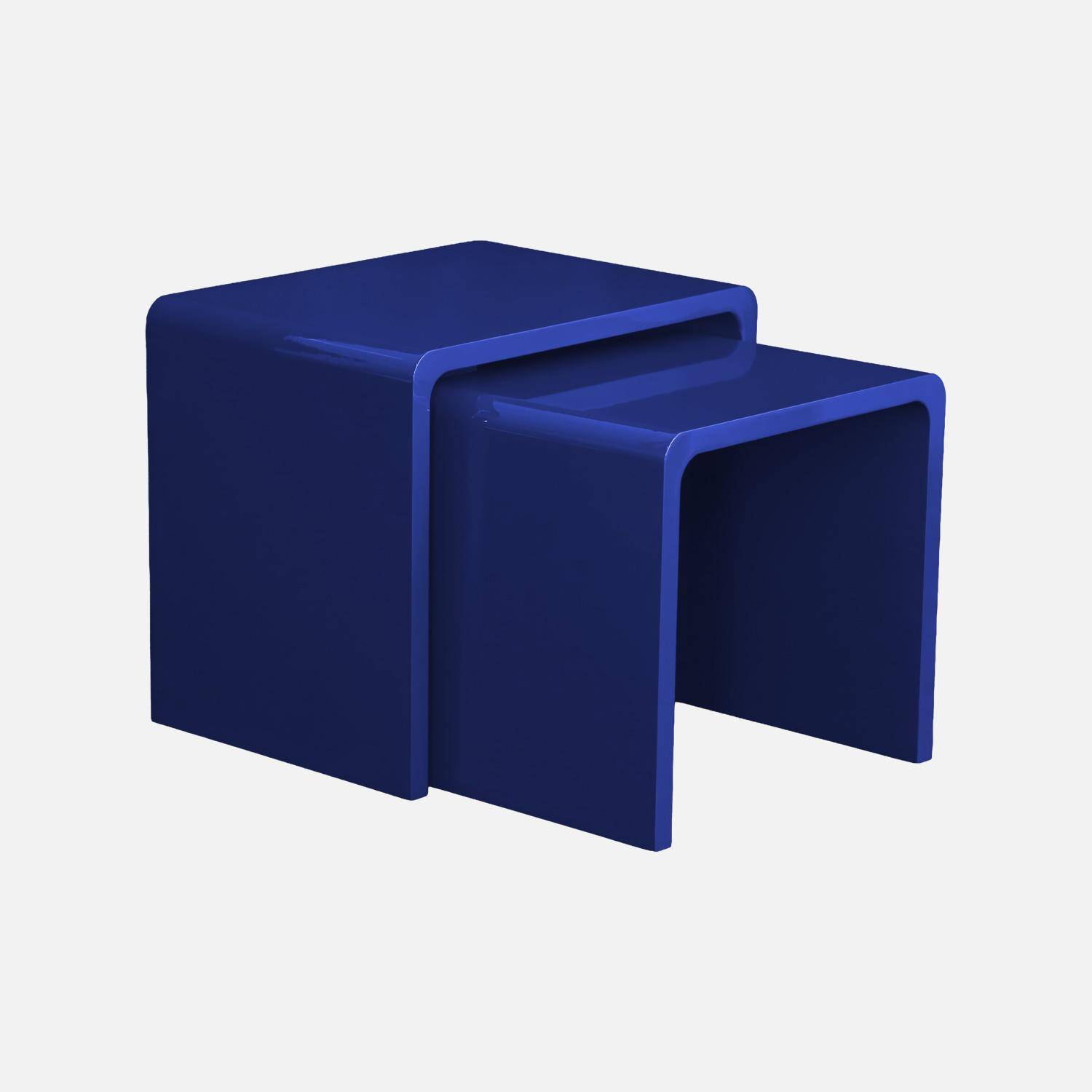 Lot de 2 tables gigognes finition glossy bleu - Nola Photo2