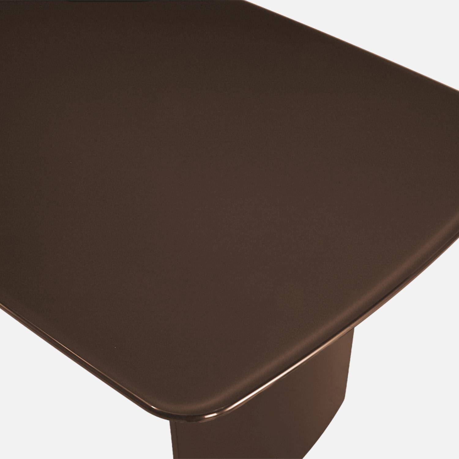 Mesa de comedor con tablero de vidrio templado acabado arenado, 8 plazas, Lior, Marrón, 180x90x76 cm,sweeek,Photo4
