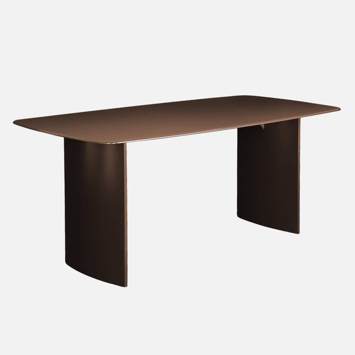 Mesa de comedor con tablero de vidrio templado acabado arenado, 8 plazas, Lior, Marrón, 180x90x76 cm,sweeek,Photo2