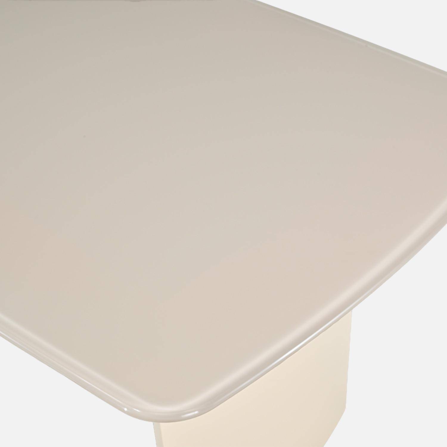 Mesa de comedor con tablero de vidrio templado acabado arenado, 8 plazas, Lior, Crema, 180x90x76 cm,sweeek,Photo4