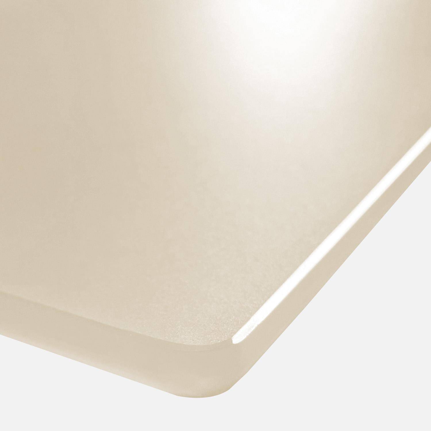 Mesa de comedor con tablero de vidrio templado acabado arenado, 8 plazas, Lior, Crema, 180x90x76 cm Photo4
