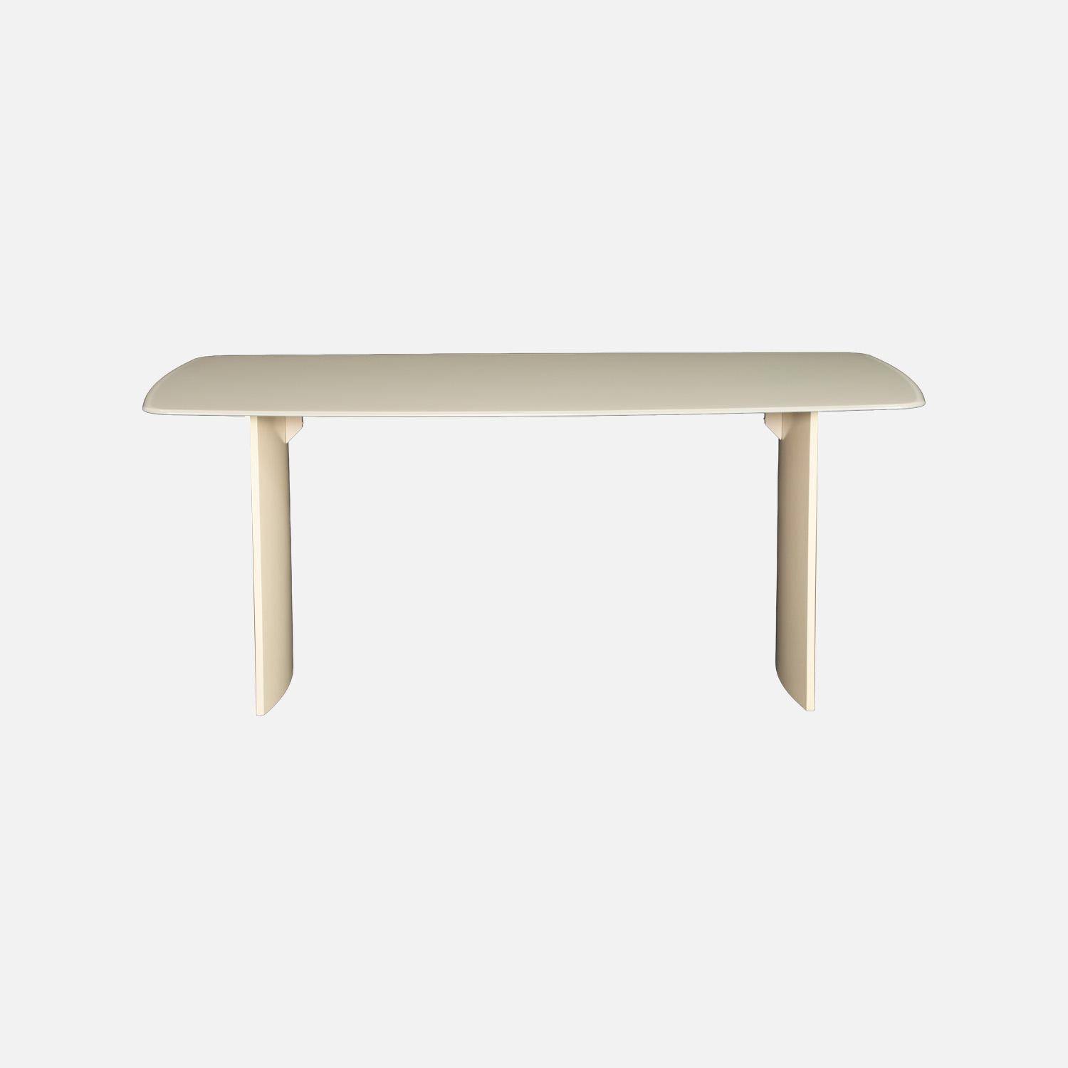 Mesa de comedor con tablero de vidrio templado acabado arenado, 8 plazas, Lior, Crema, 180x90x76 cm,sweeek,Photo2