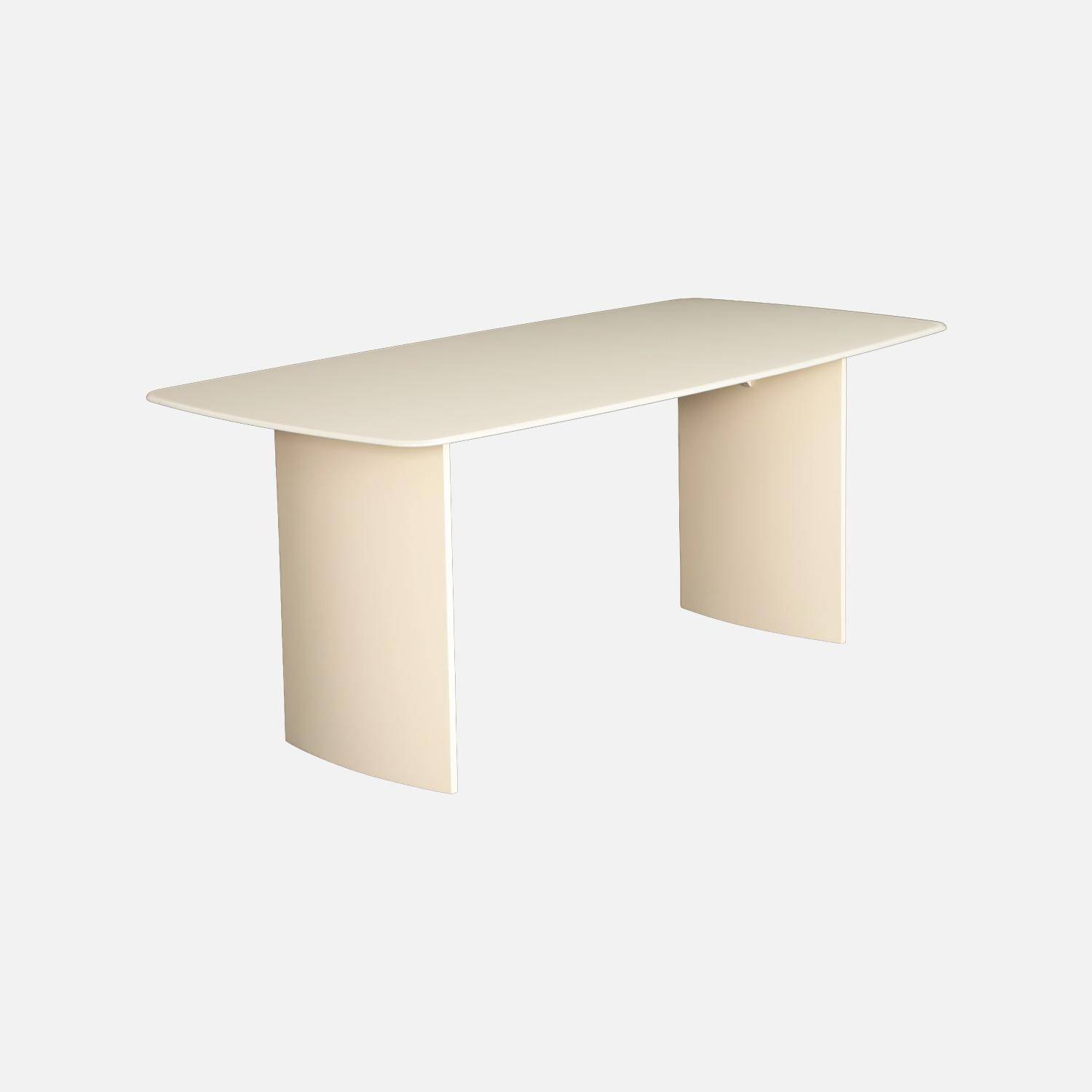 Mesa de comedor con tablero de vidrio templado acabado arenado, 8 plazas, Lior, Crema, 180x90x76 cm,sweeek,Photo2