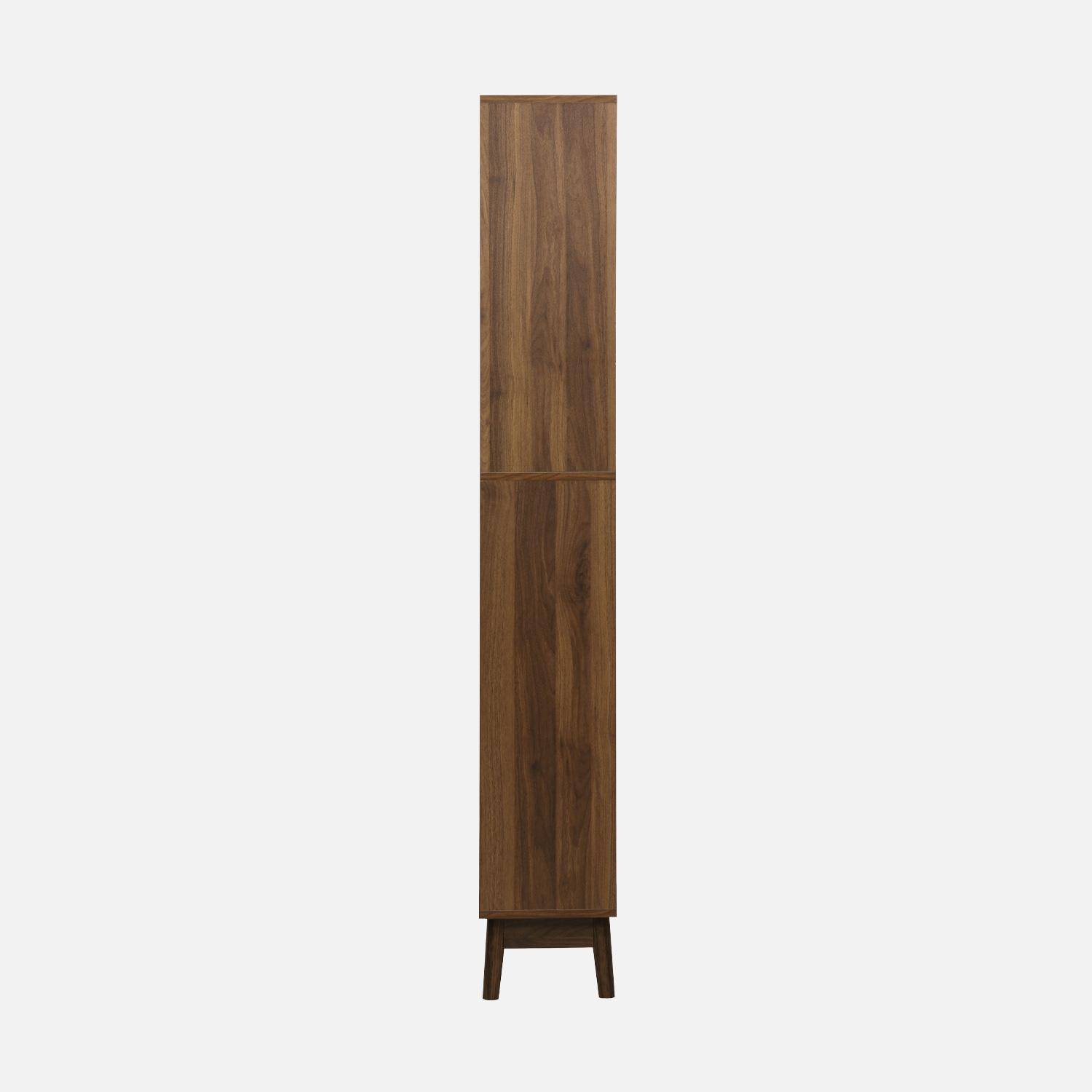 Coluna de armazenamento com efeito madeira, 3 prateleiras 2 gavetas, Linear, Madeira de nogueira, 35x25x167 cm,sweeek,Photo5
