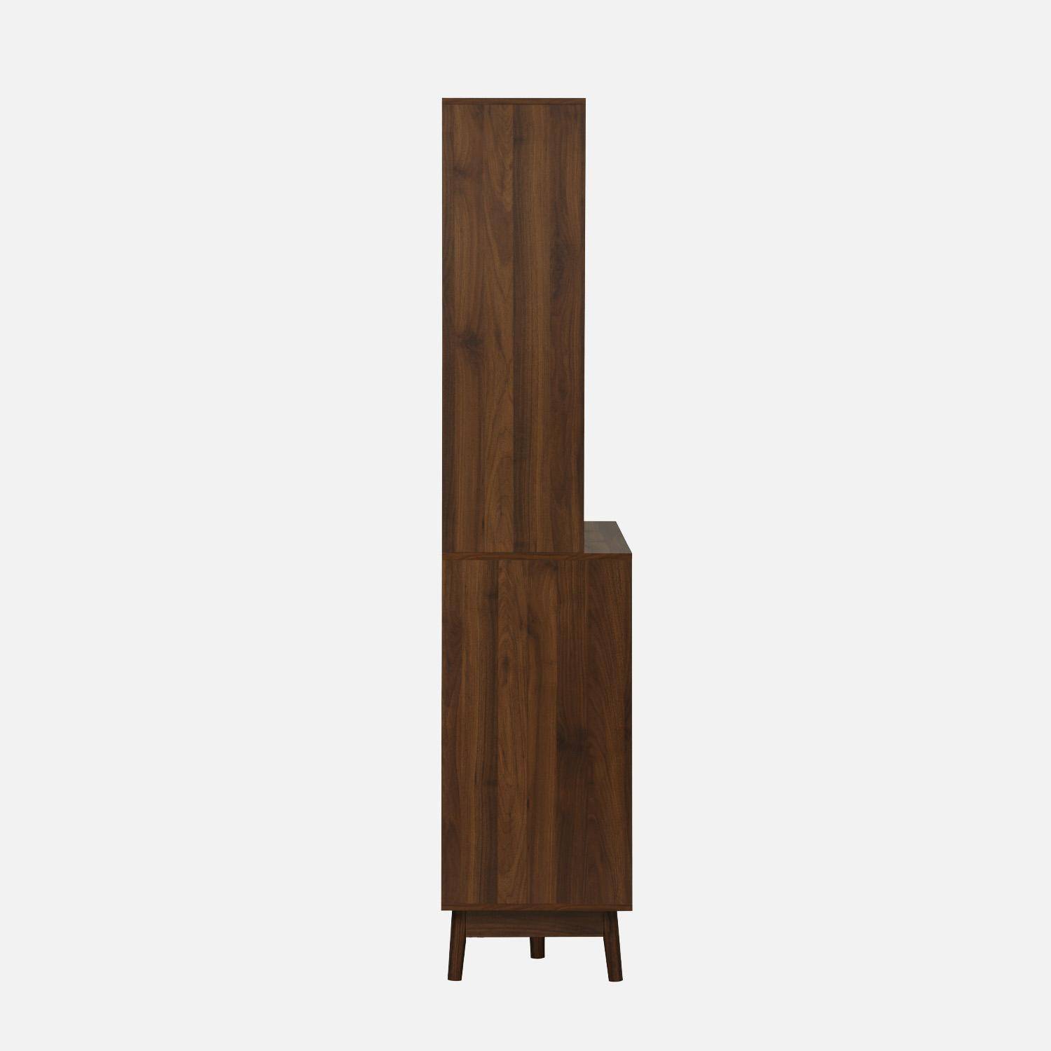 Aparador com efeito madeira com 4 portas, 110cm, Linear, Madeira de nogueira, 110x40x185 cm,sweeek,Photo4