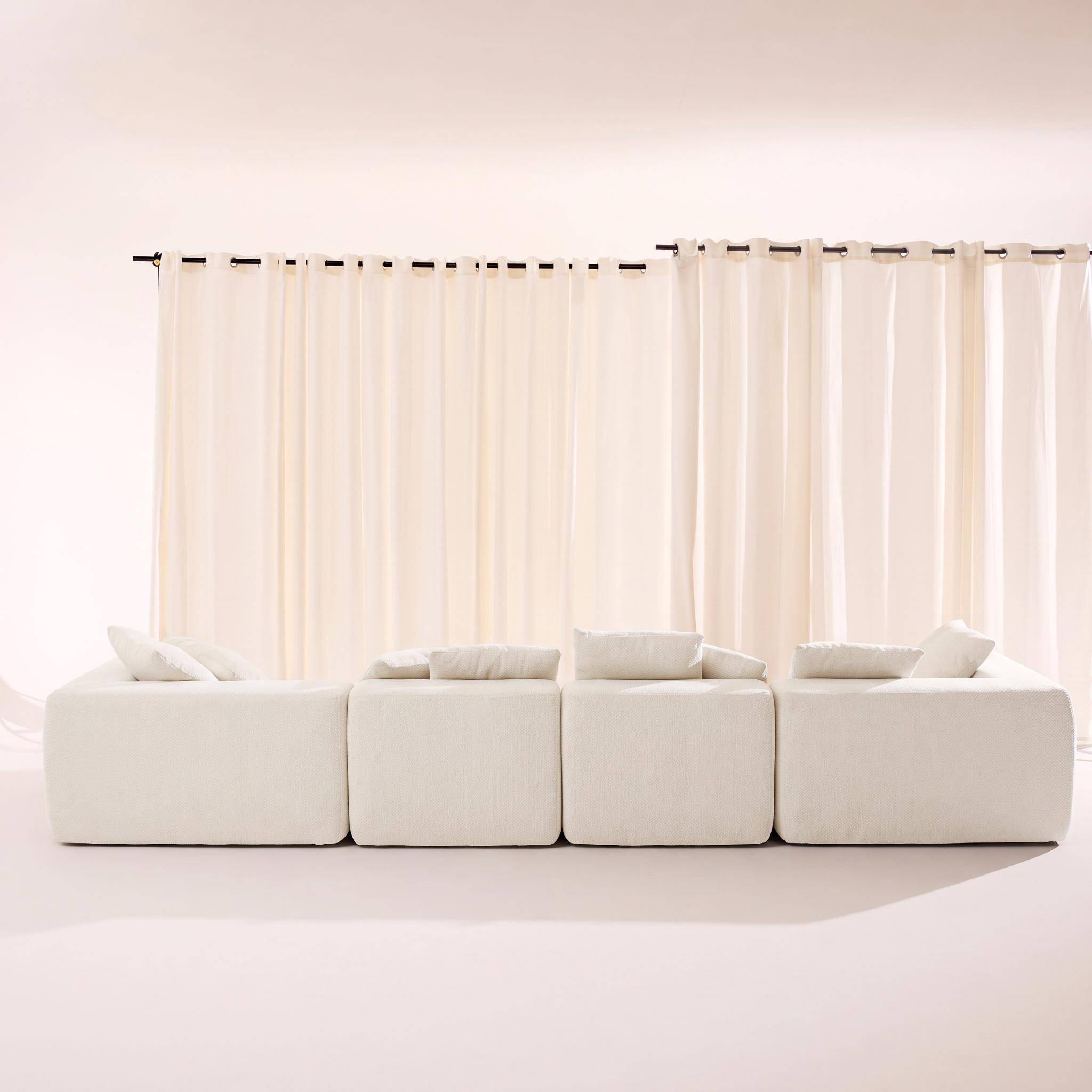 Canapé modulable tissu chenille 5 places blanc - Movi Photo6