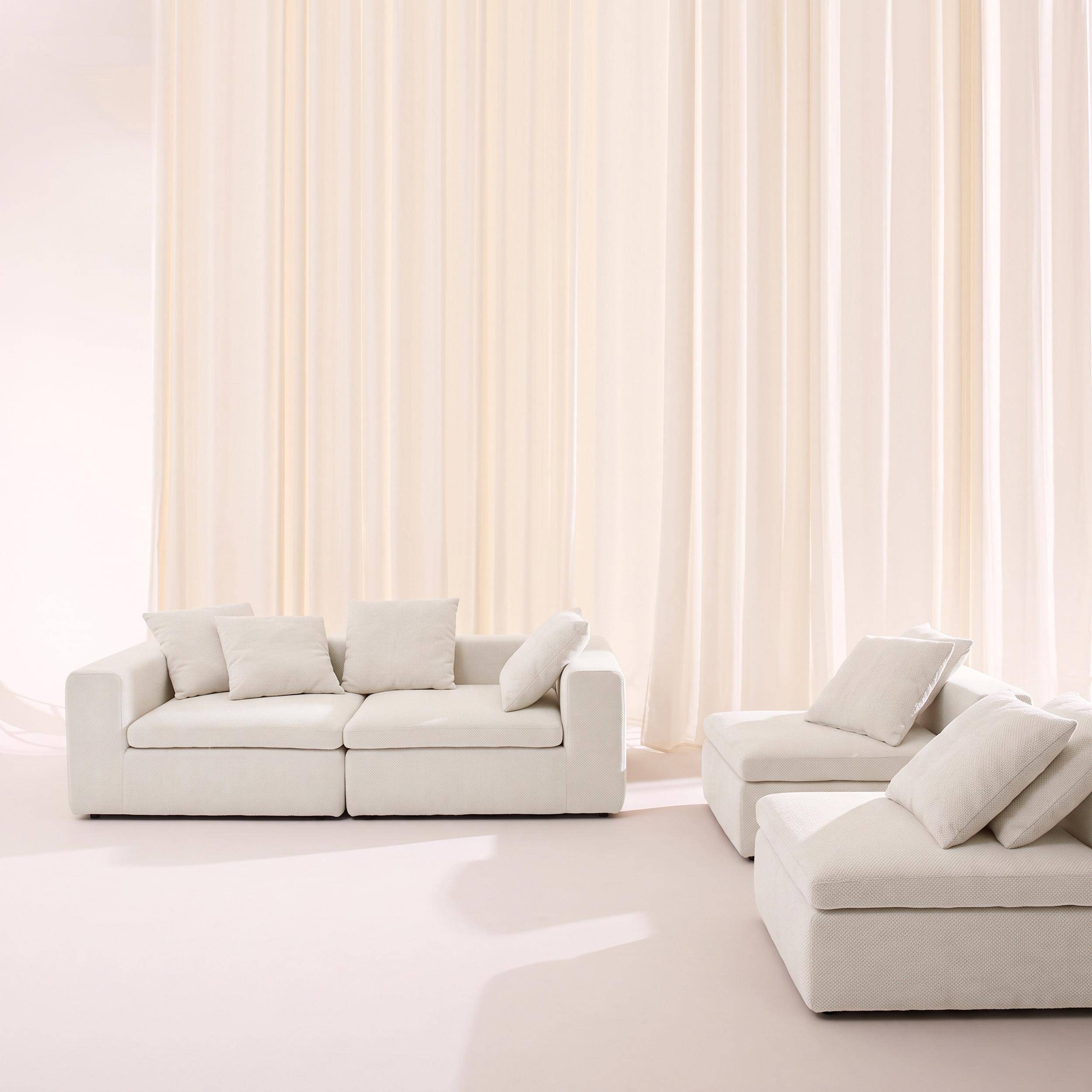 Sofá envasado al vacío modular de tela chenilla, 5 plazas, Movi, Blanco, 362x110x62 cm Photo4