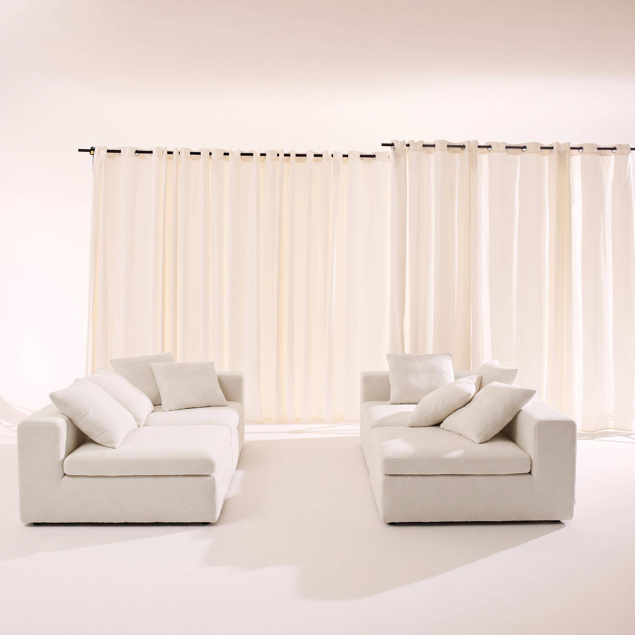 Canapé modulable tissu chenille 5 places blanc - Movi Photo5