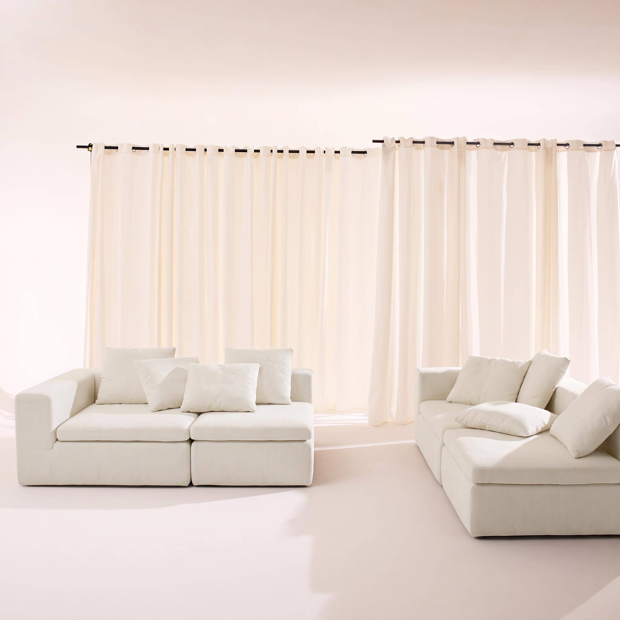 Canapé modulable tissu chenille 5 places blanc - Movi Photo2