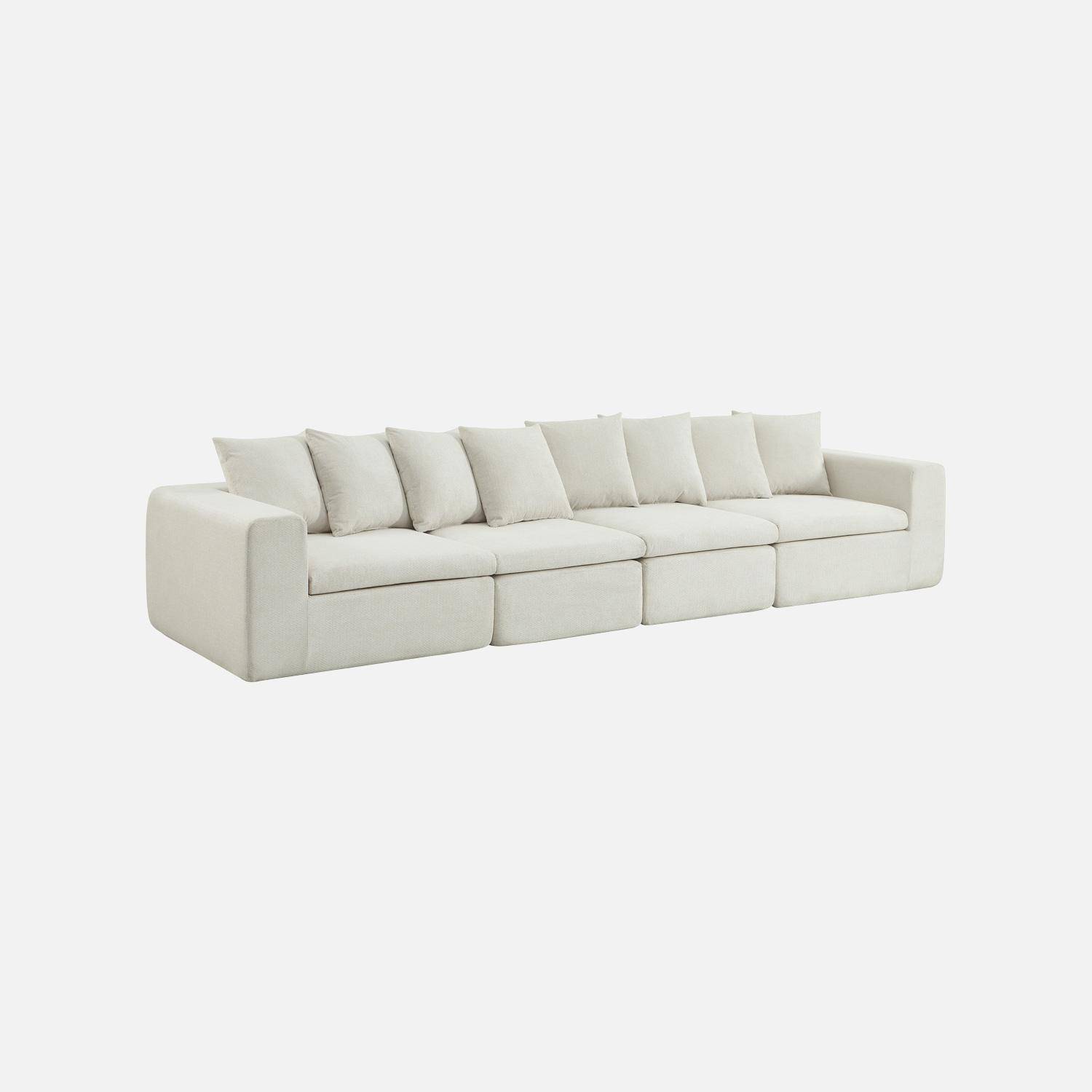 Modulaire modules voor 4-zits bank van chenille stof wit - Movi Photo1