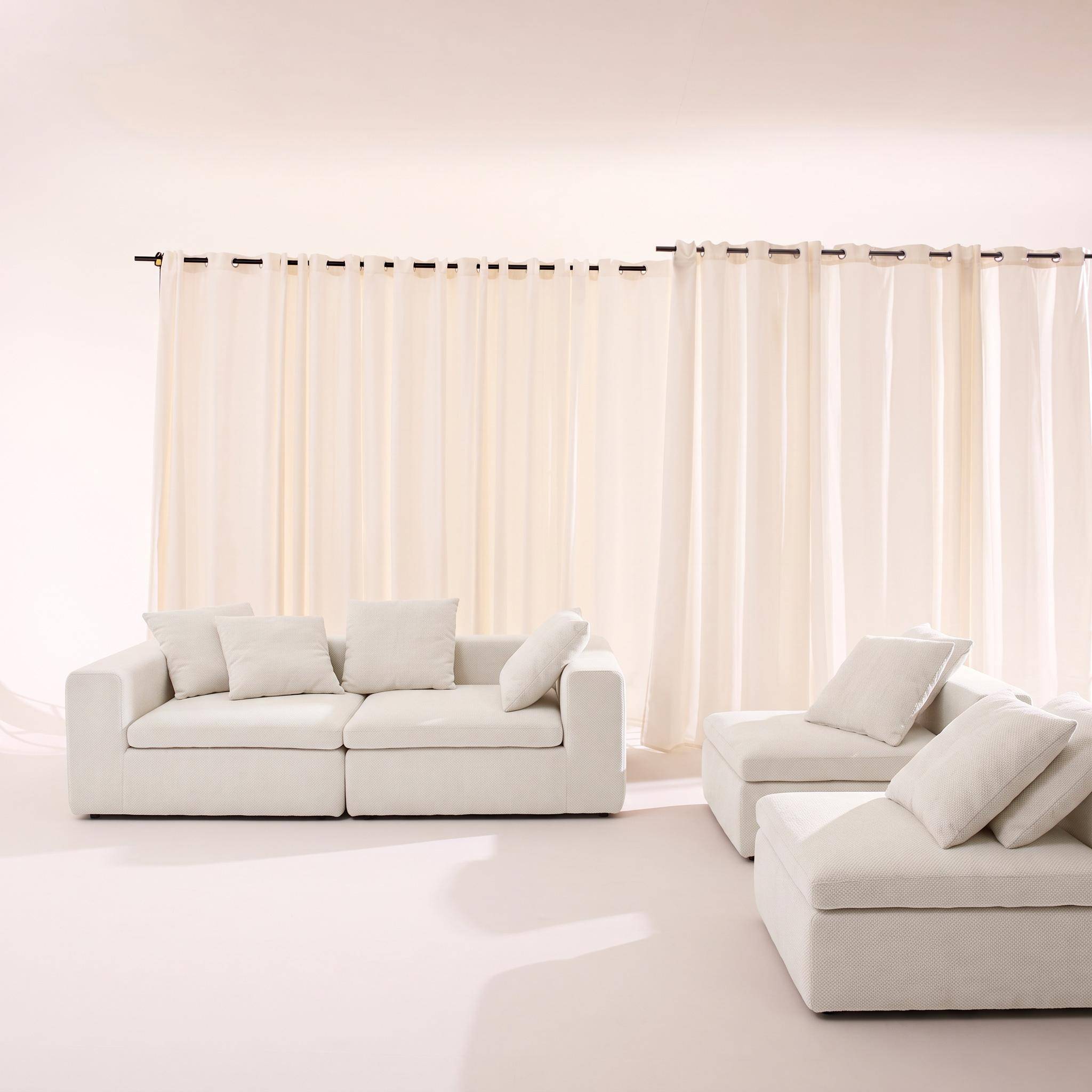 Canapé modulable tissu chenille 5 places blanc - Movi Photo4