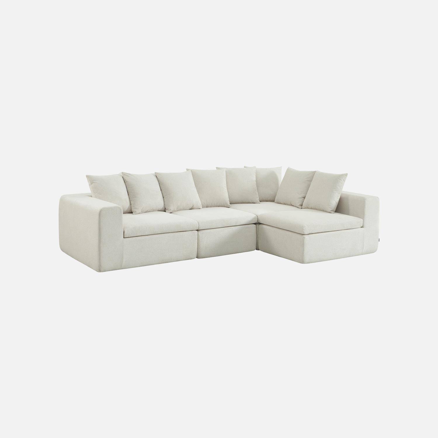 Modulaire modules voor 4-zits bank van chenille stof wit - Movi,sweeek,Photo4