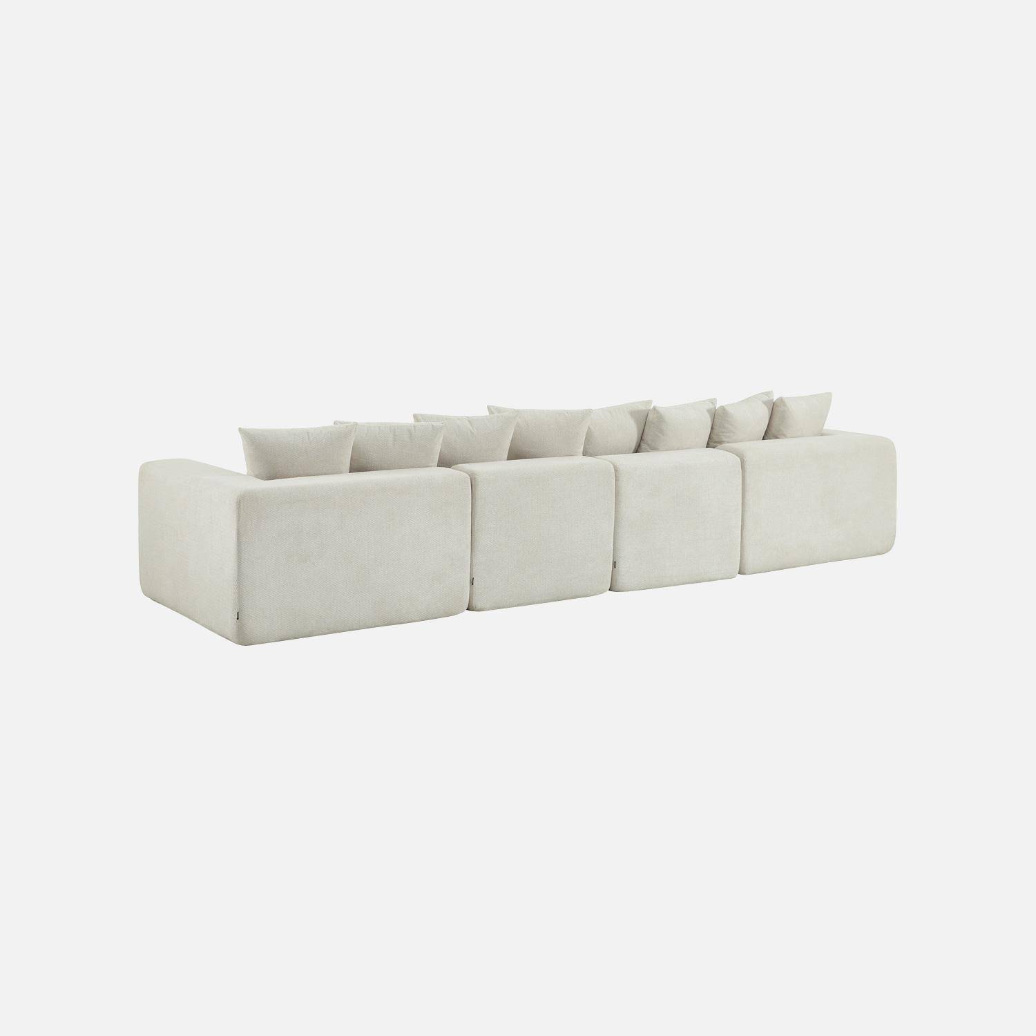 Modulaire modules voor 4-zits bank van chenille stof wit - Movi,sweeek,Photo3