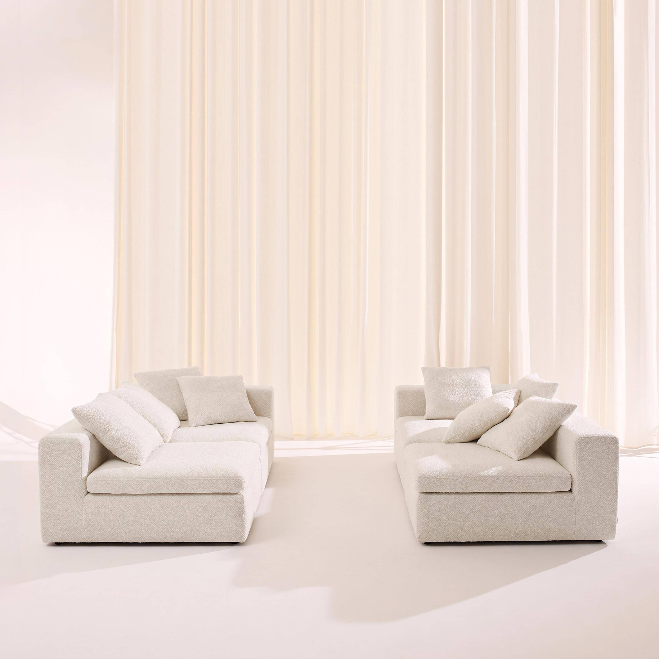 Sofá envasado al vacío modular de tela chenilla, 5 plazas, Movi, Blanco, 362x110x62 cm Photo5