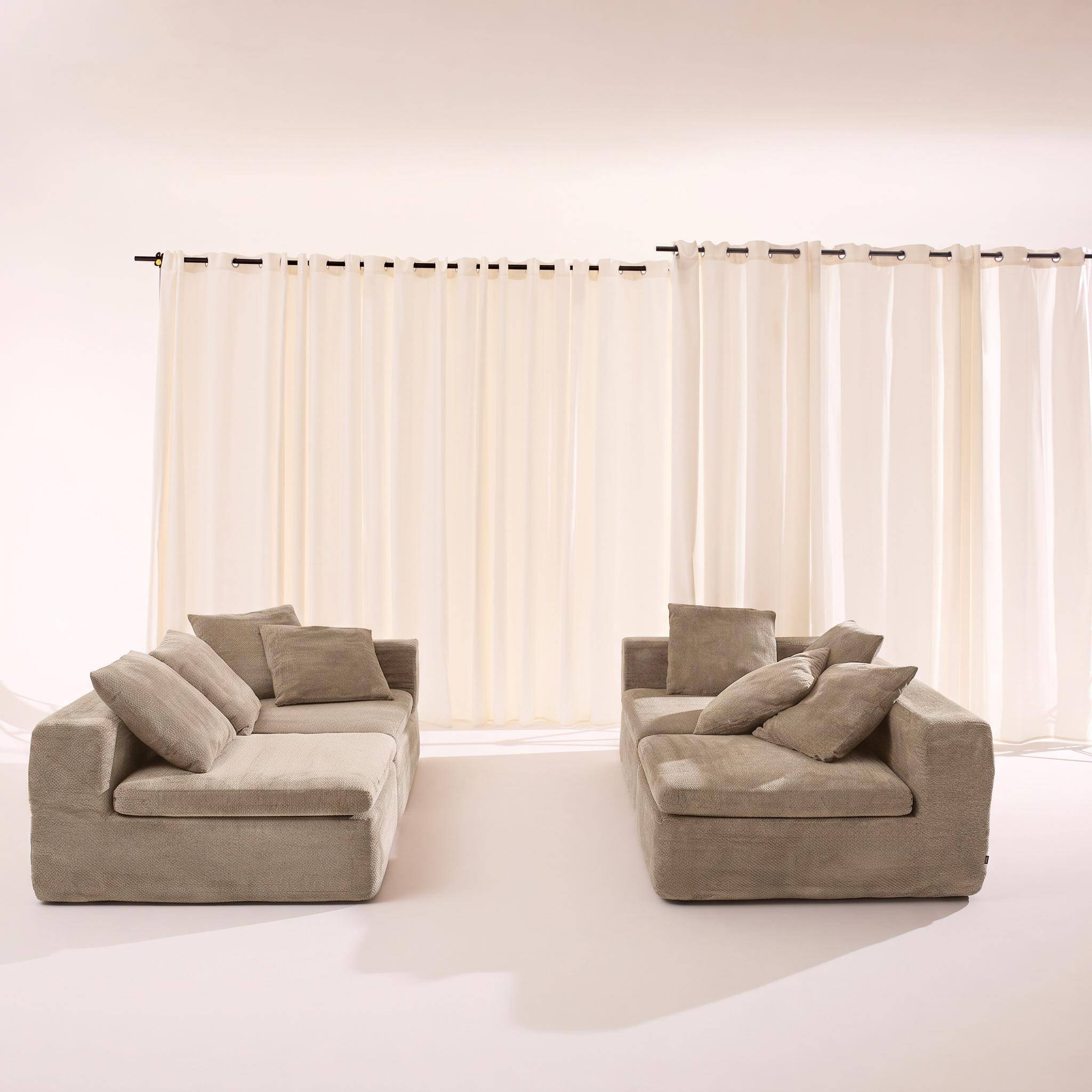 Modulaire modules voor 5-zits zetel van chenille stof donkerbeige - Movi Photo5