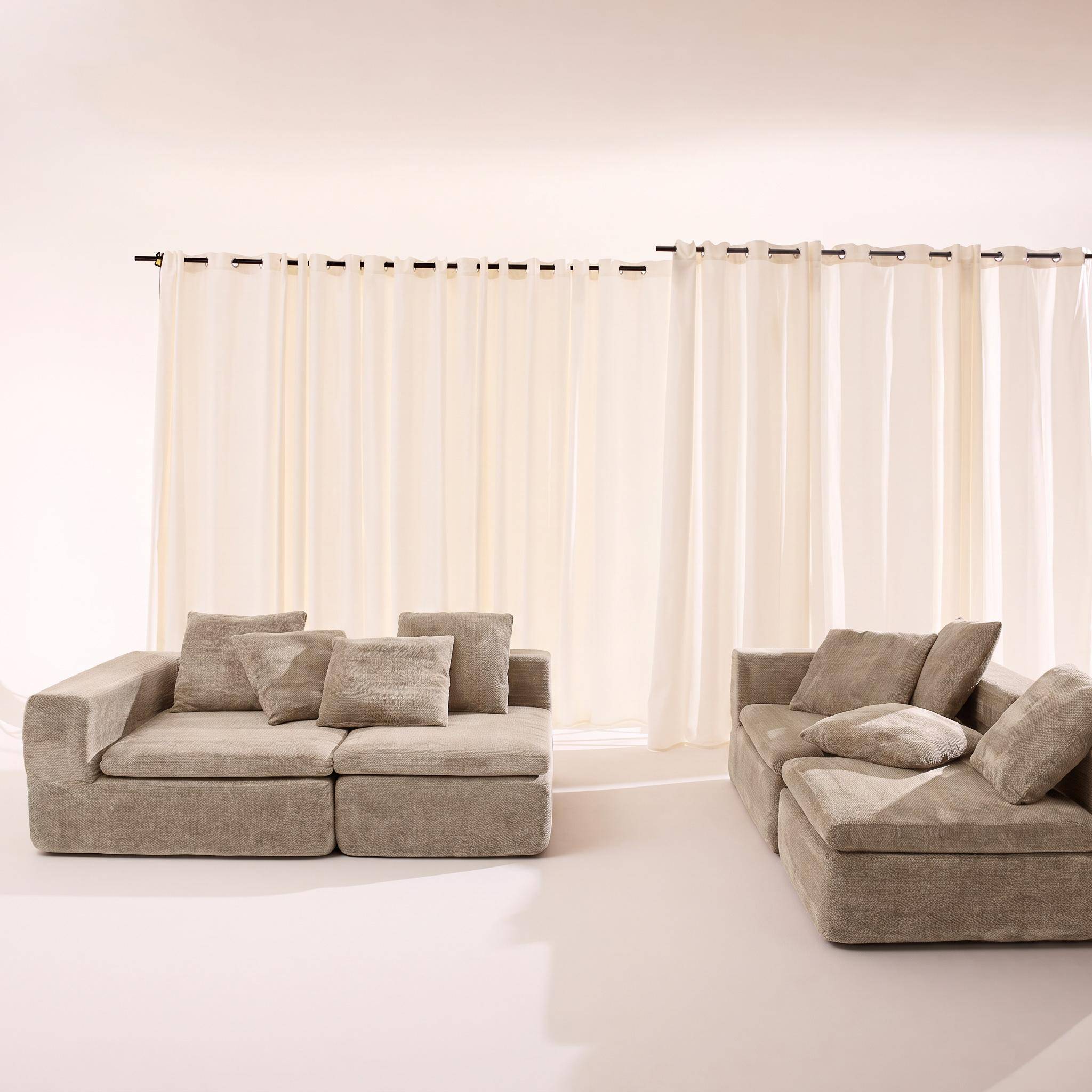 Modulaire modules voor 5-zits zetel van chenille stof donkerbeige - Movi,sweeek,Photo2