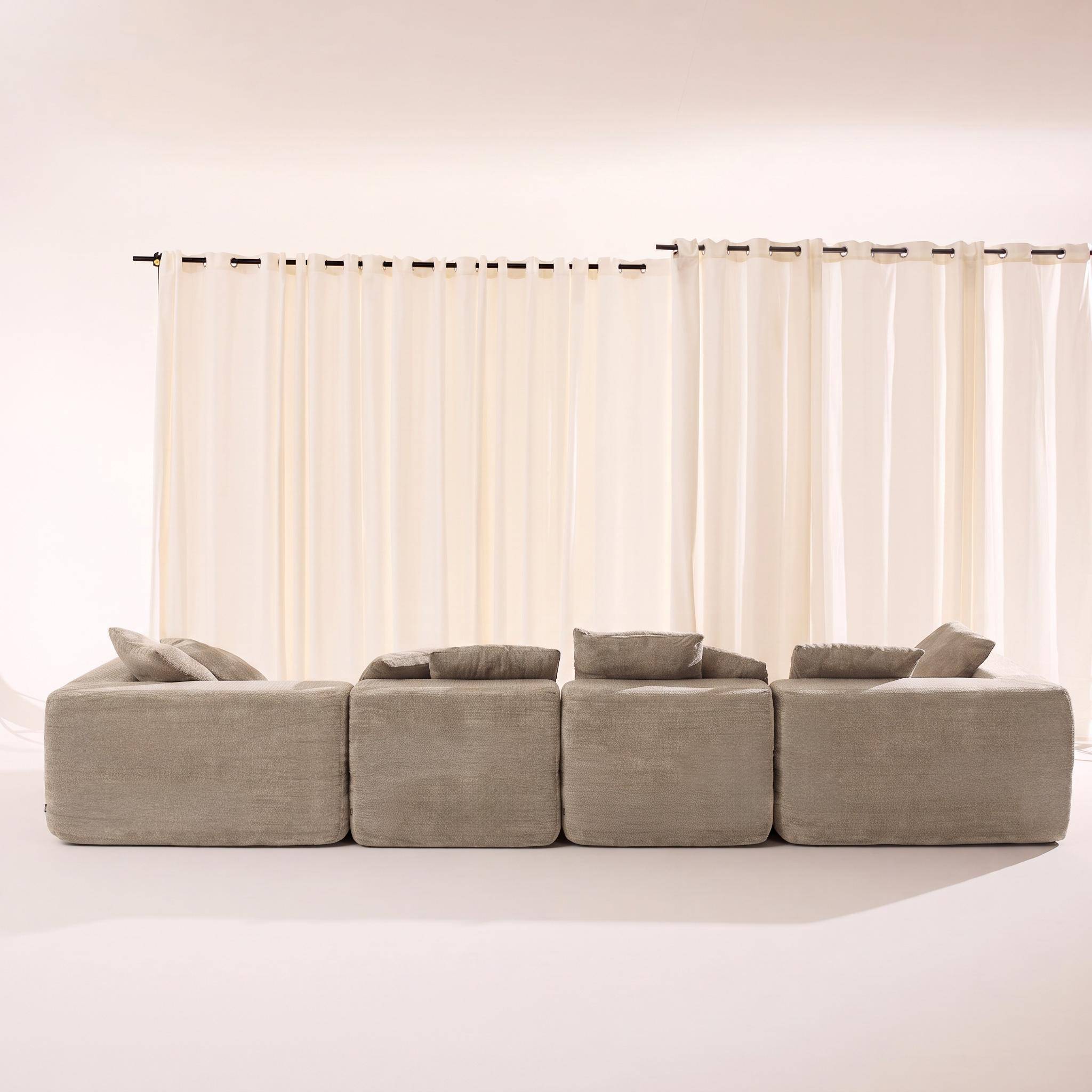 Modulaire modules voor 5-zits zetel van chenille stof donkerbeige - Movi Photo6