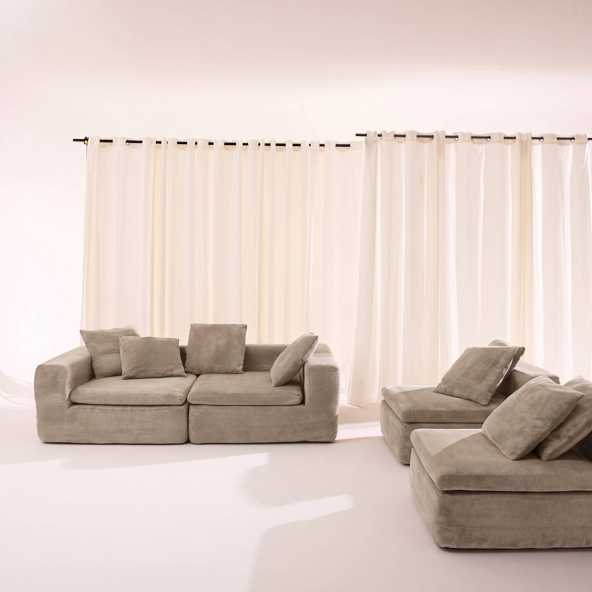 Modulaire modules voor 5-zits zetel van chenille stof donkerbeige - Movi Photo4