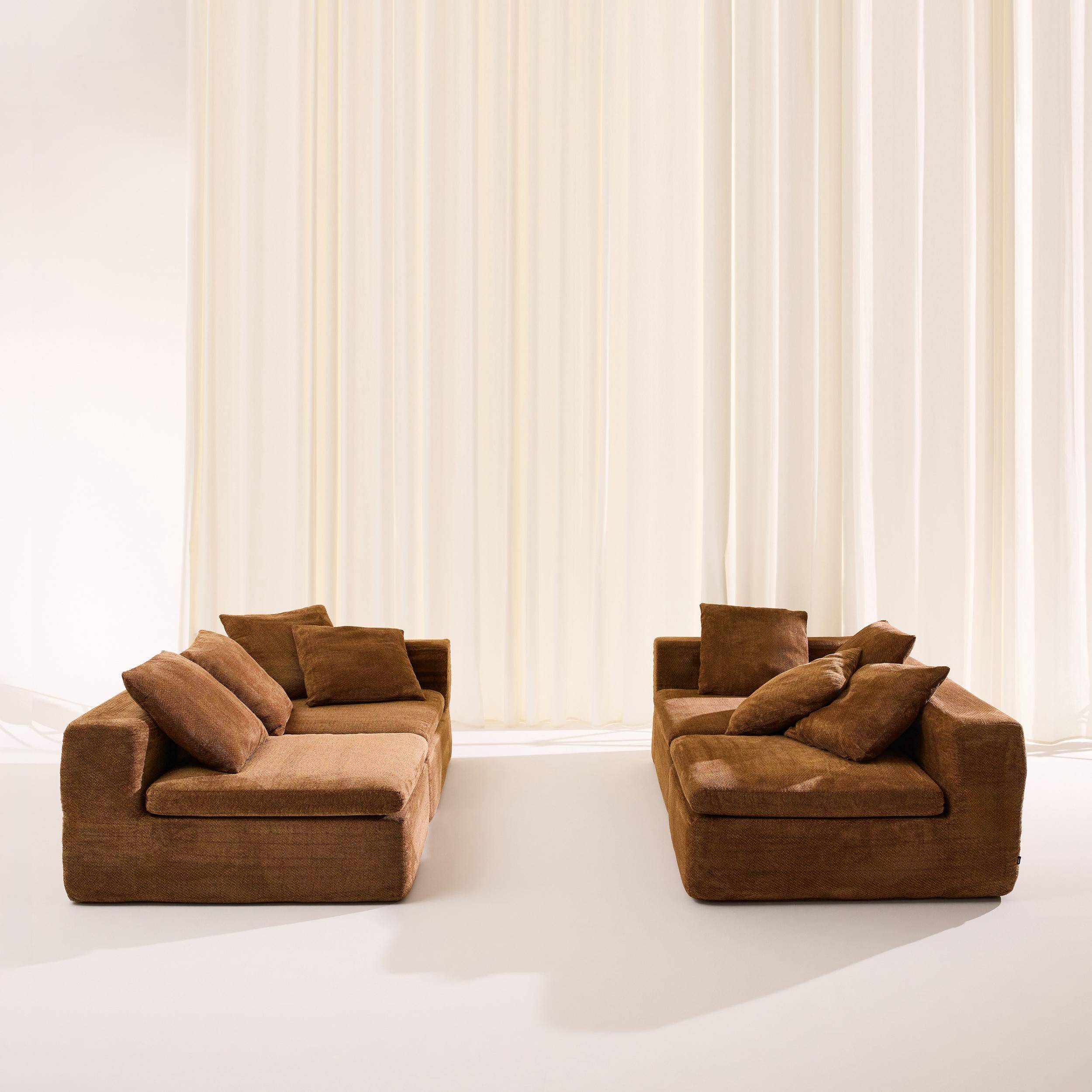 Sofá envasado al vacío modular de tela chenilla, 5 plazas, Movi, Terracota, 362x110x62 cm Photo5