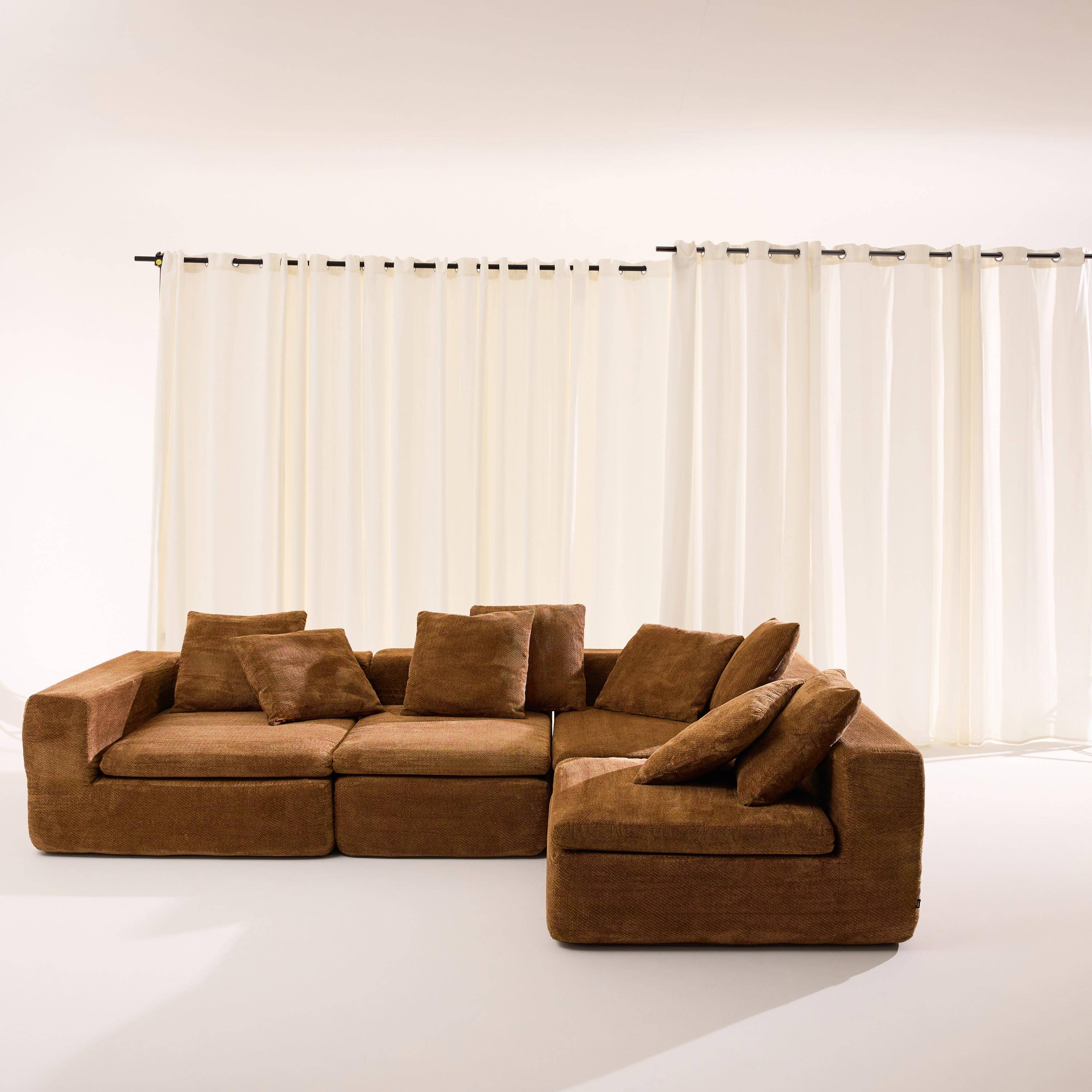 Canapé modulable tissu chenille 5 places terracotta - Movi,sweeek,Photo3