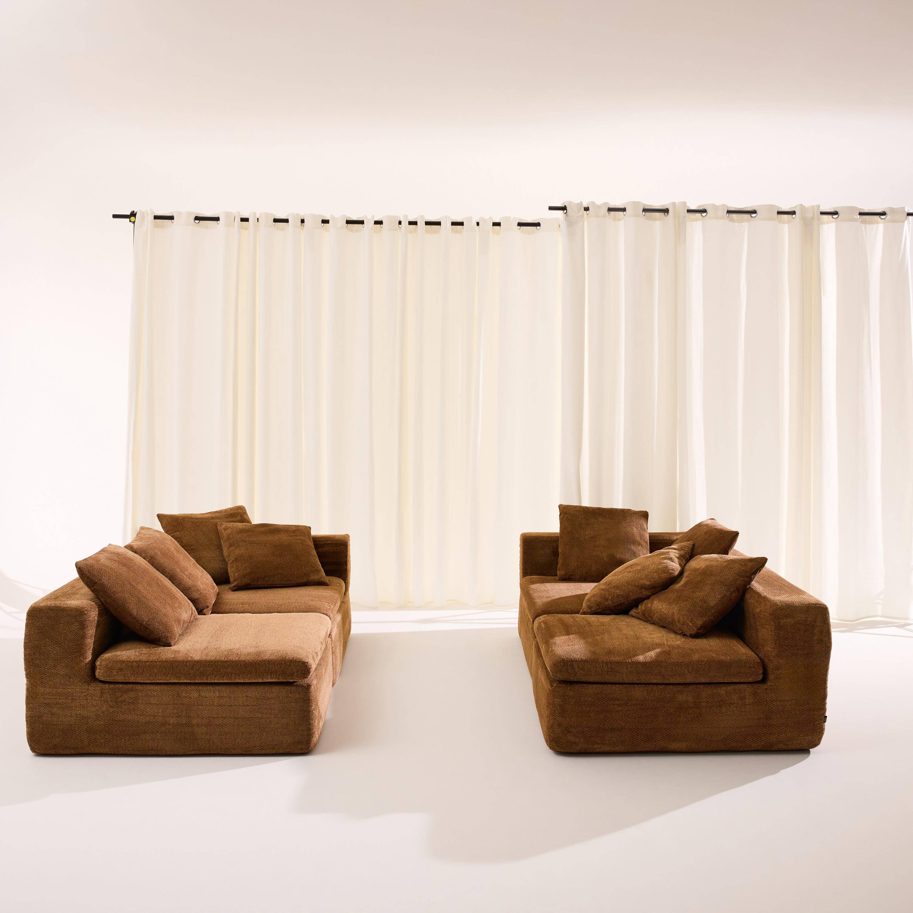 Canapé modulable tissu chenille 5 places terracotta - Movi Photo5