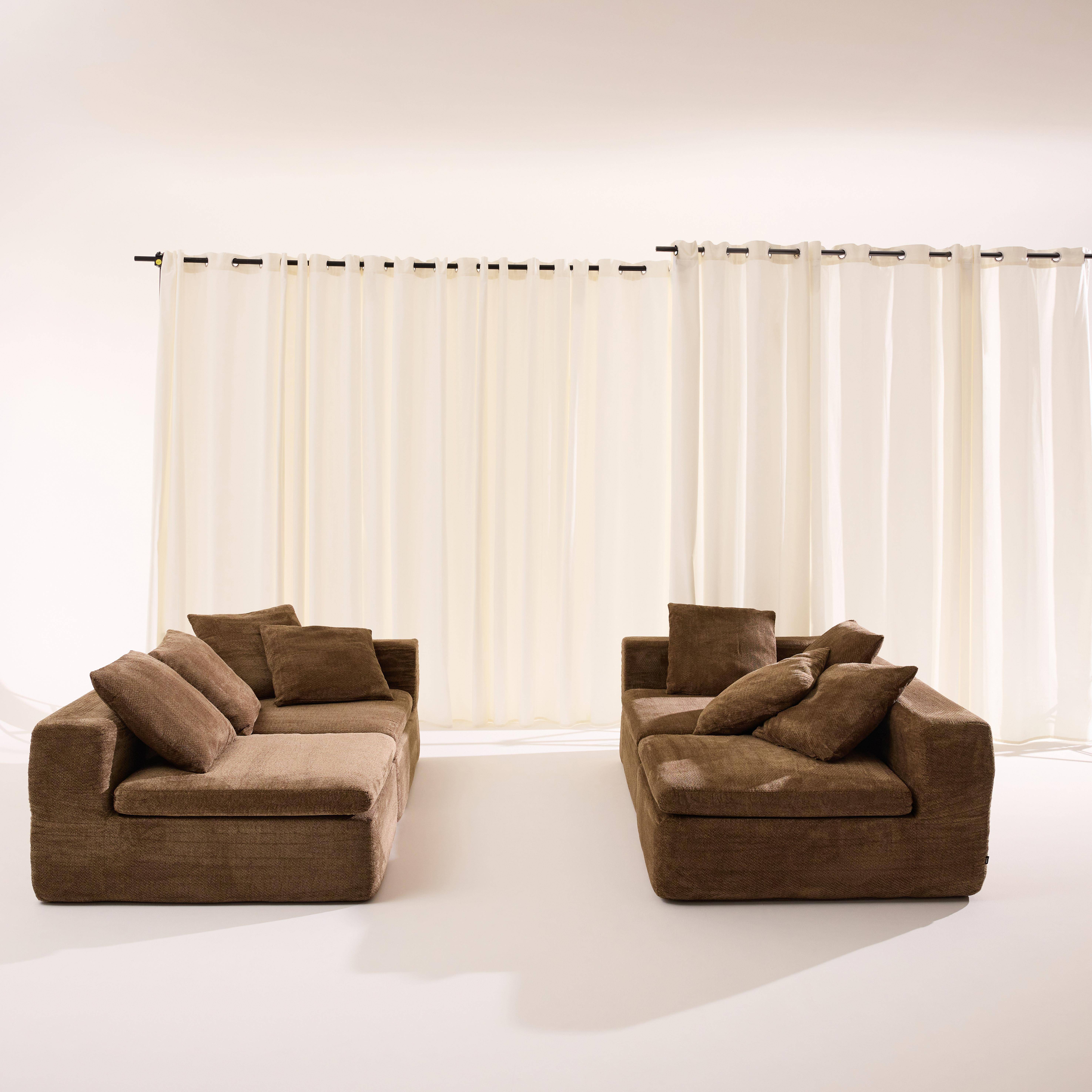 Canapé modulable tissu chenille 5 places marron - Movi Photo5