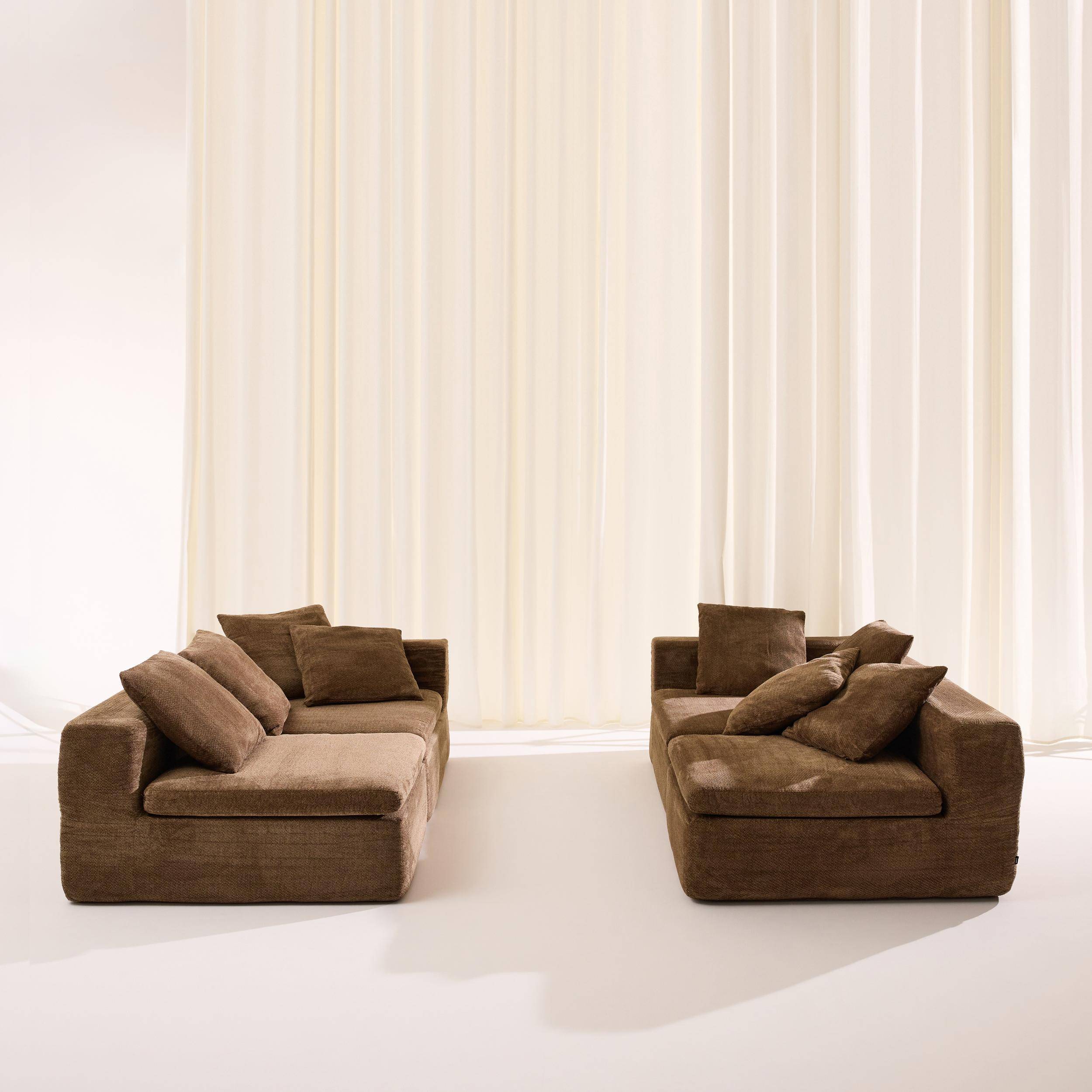 Sofá envasado al vacío modular de tela chenilla, 5 plazas, Movi, Marrón, 362x110x62 cm,sweeek,Photo2