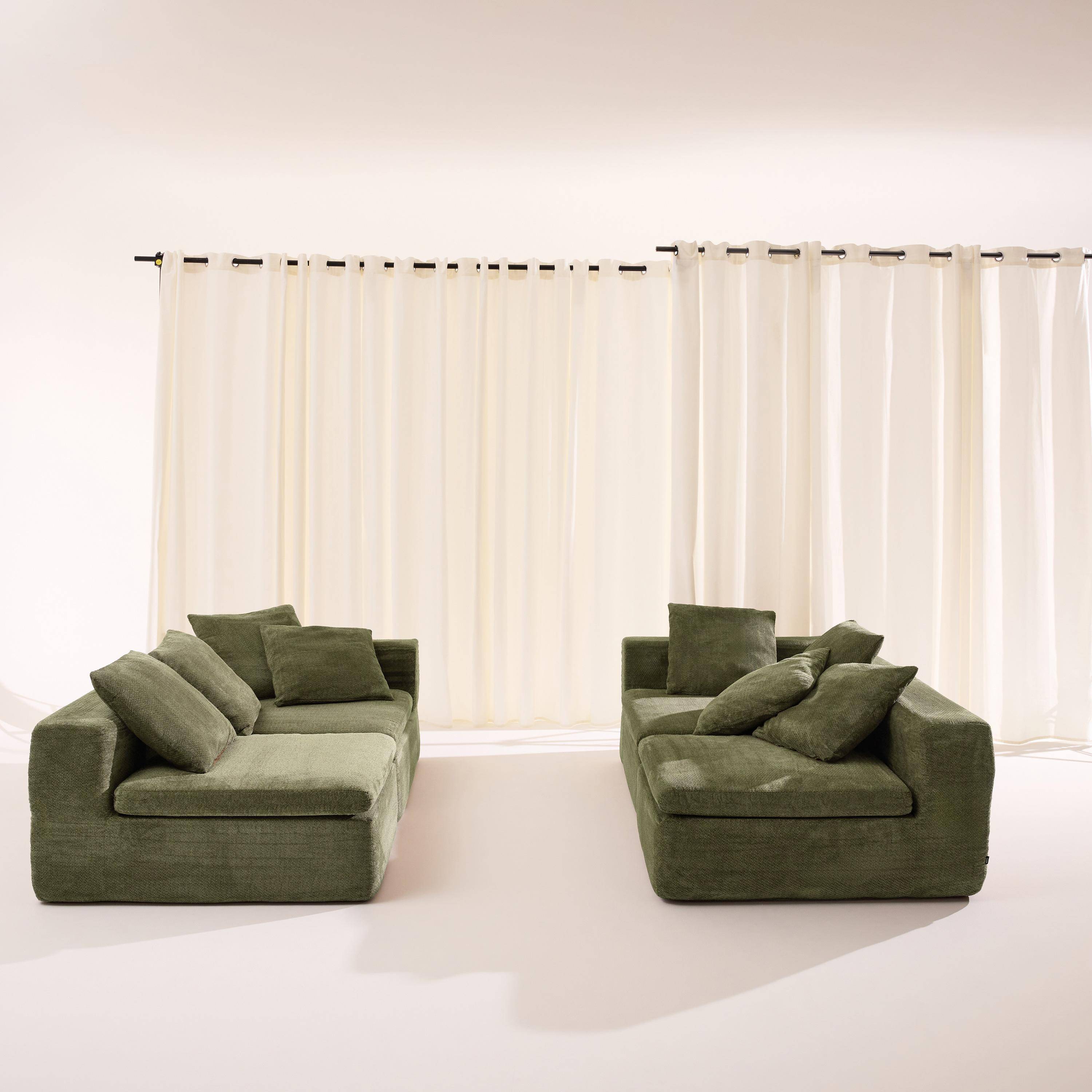 Canapé modulable tissu chenille 5 places vert - Movi Photo5