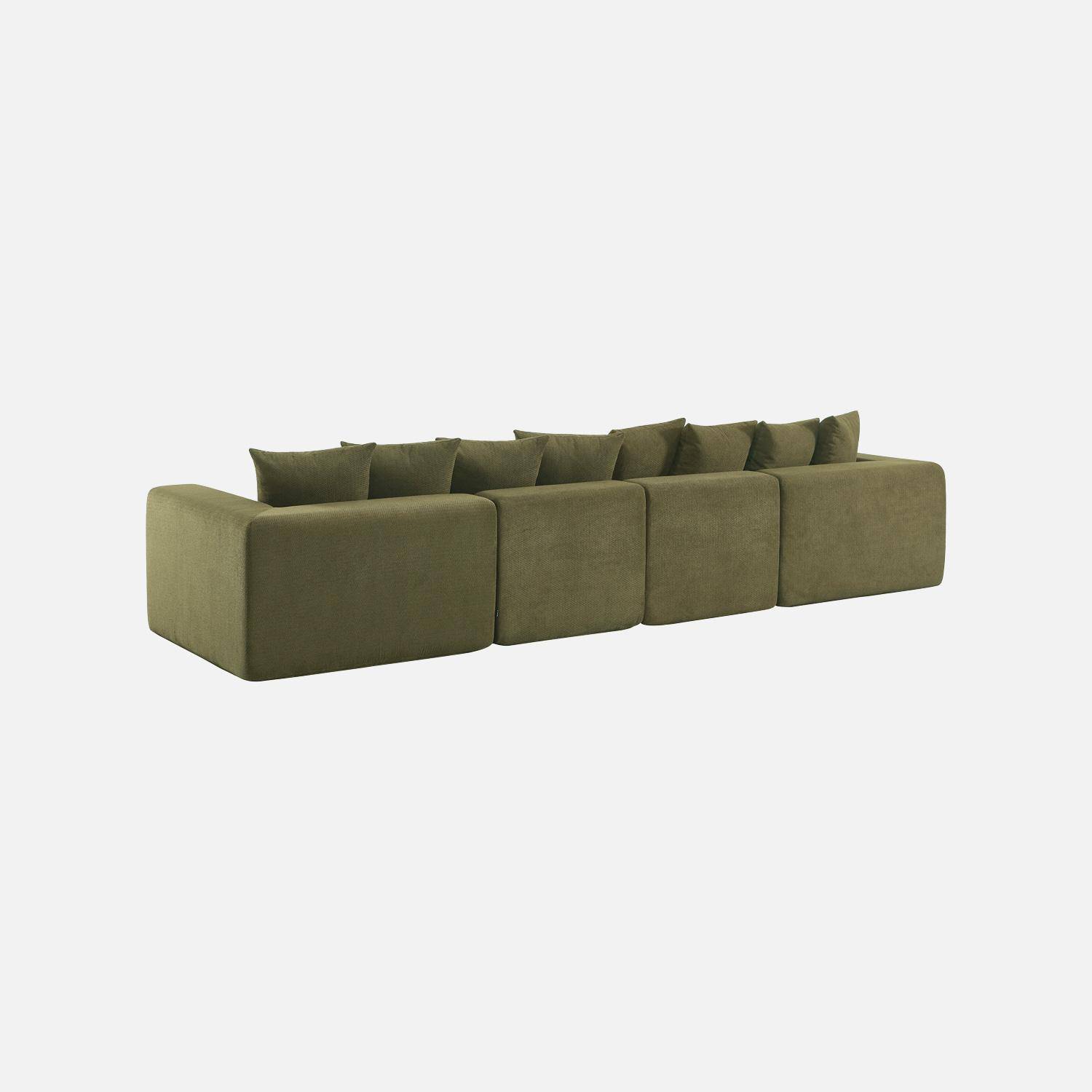 Sofá modular em tecido chenille, 4 lugares Verde - 362x110x62 cm,sweeek,Photo4