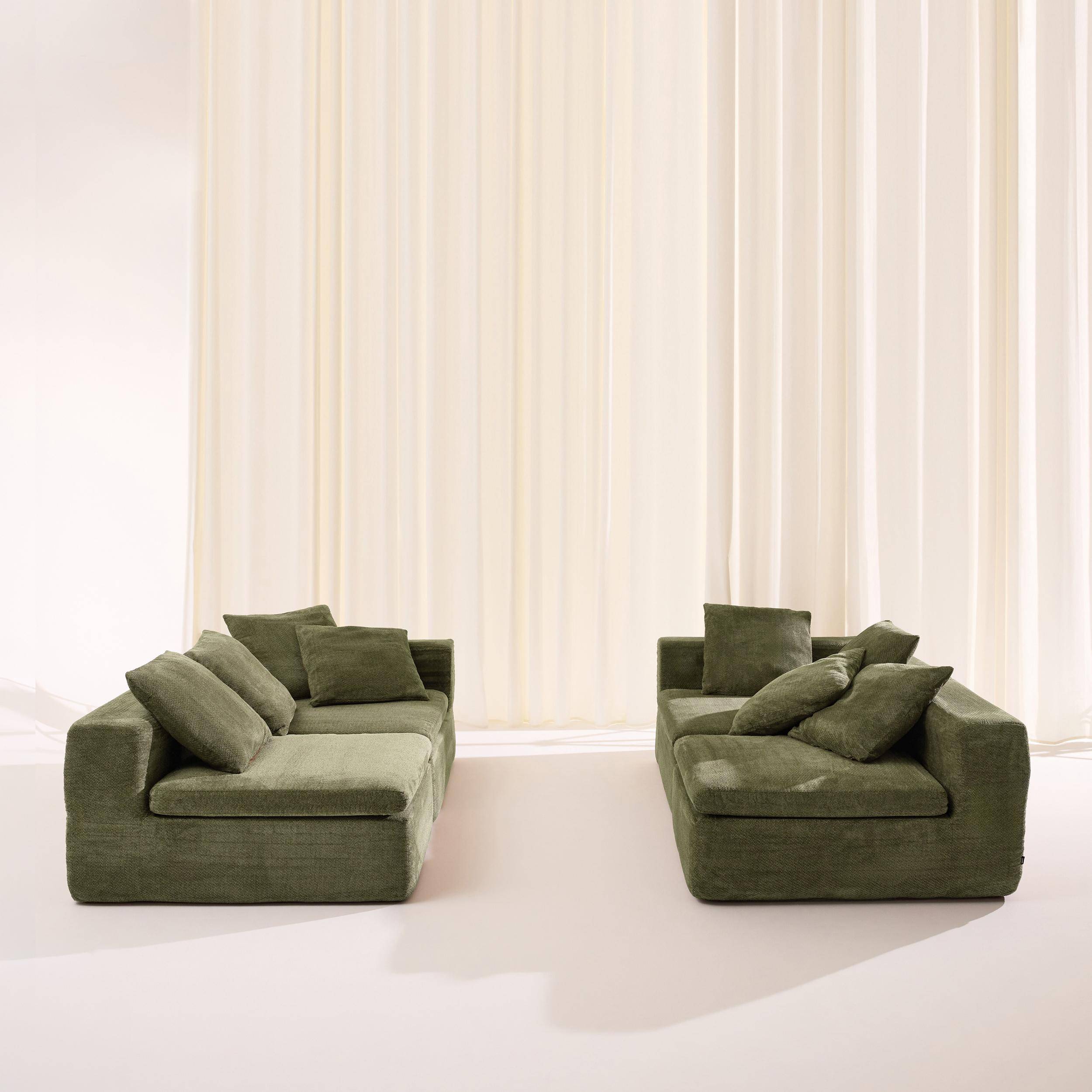Sofá envasado al vacío modular de tela chenilla, 5 plazas, Movi, Verde, 362x110x62 cm Photo5