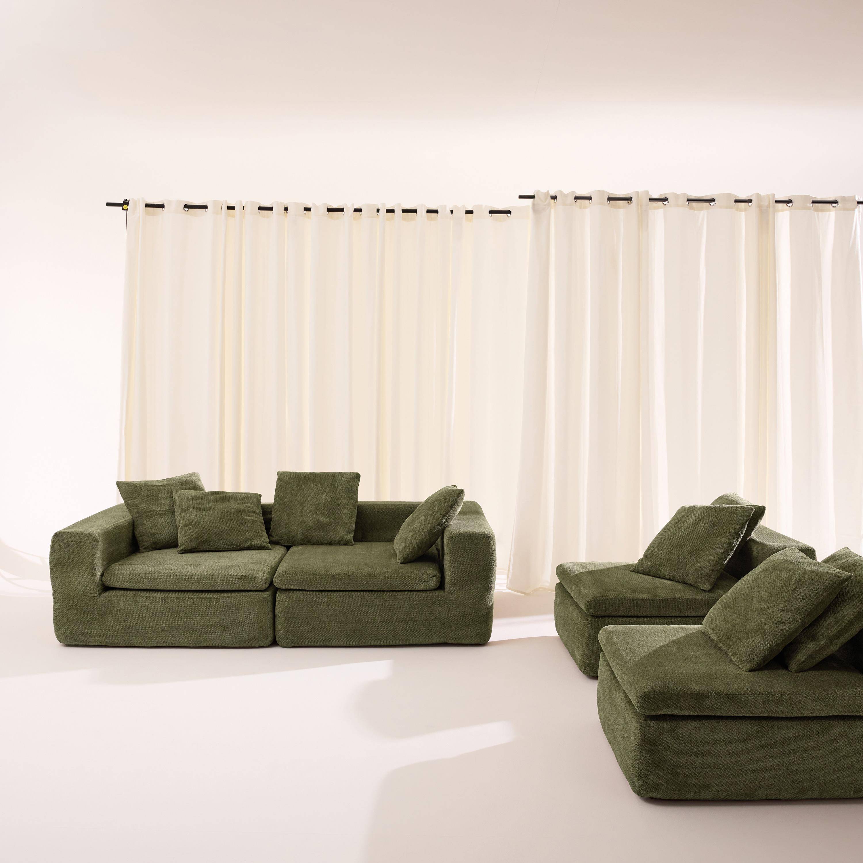 Canapé modulable tissu chenille 5 places vert - Movi,sweeek,Photo4