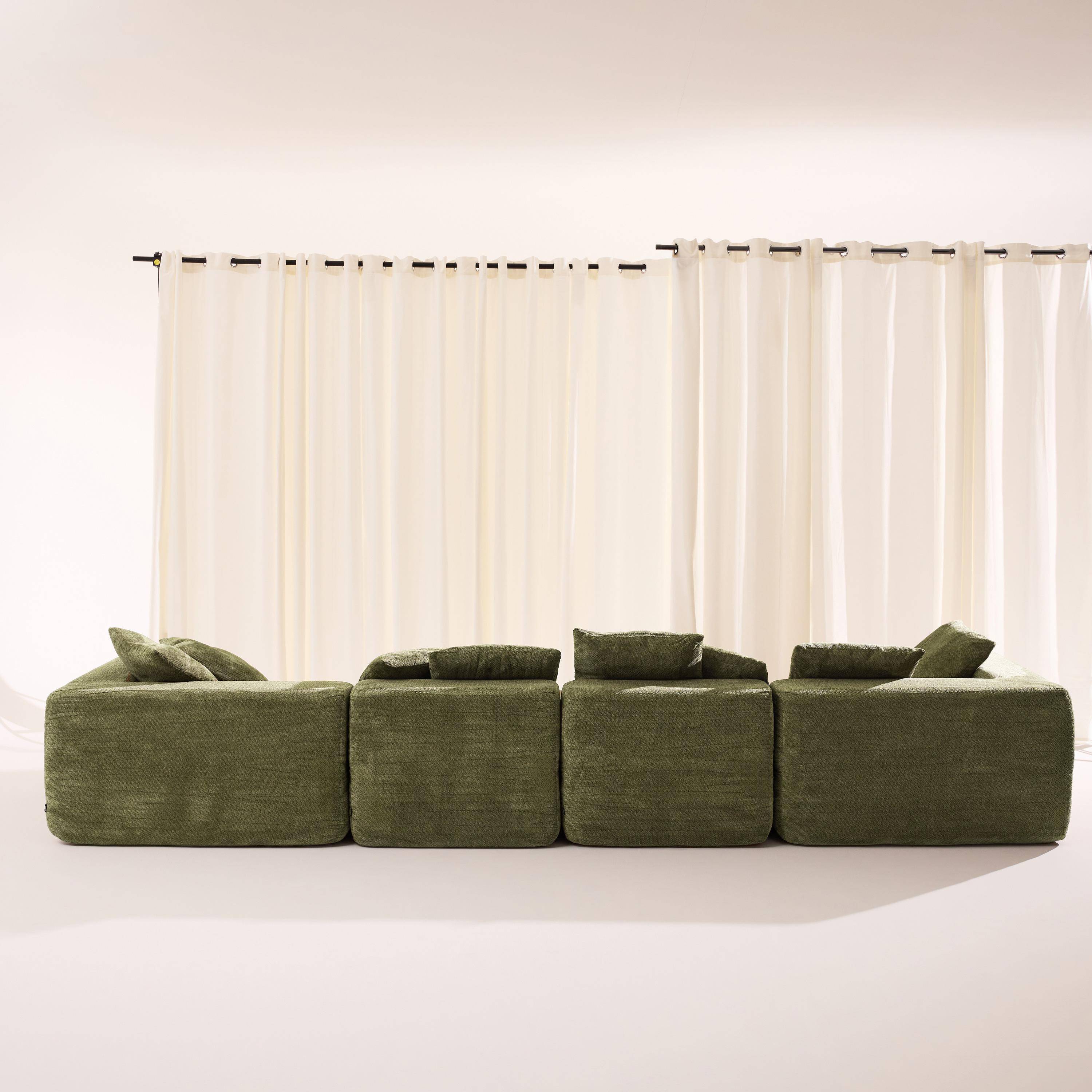 Canapé modulable tissu chenille 5 places vert - Movi Photo6
