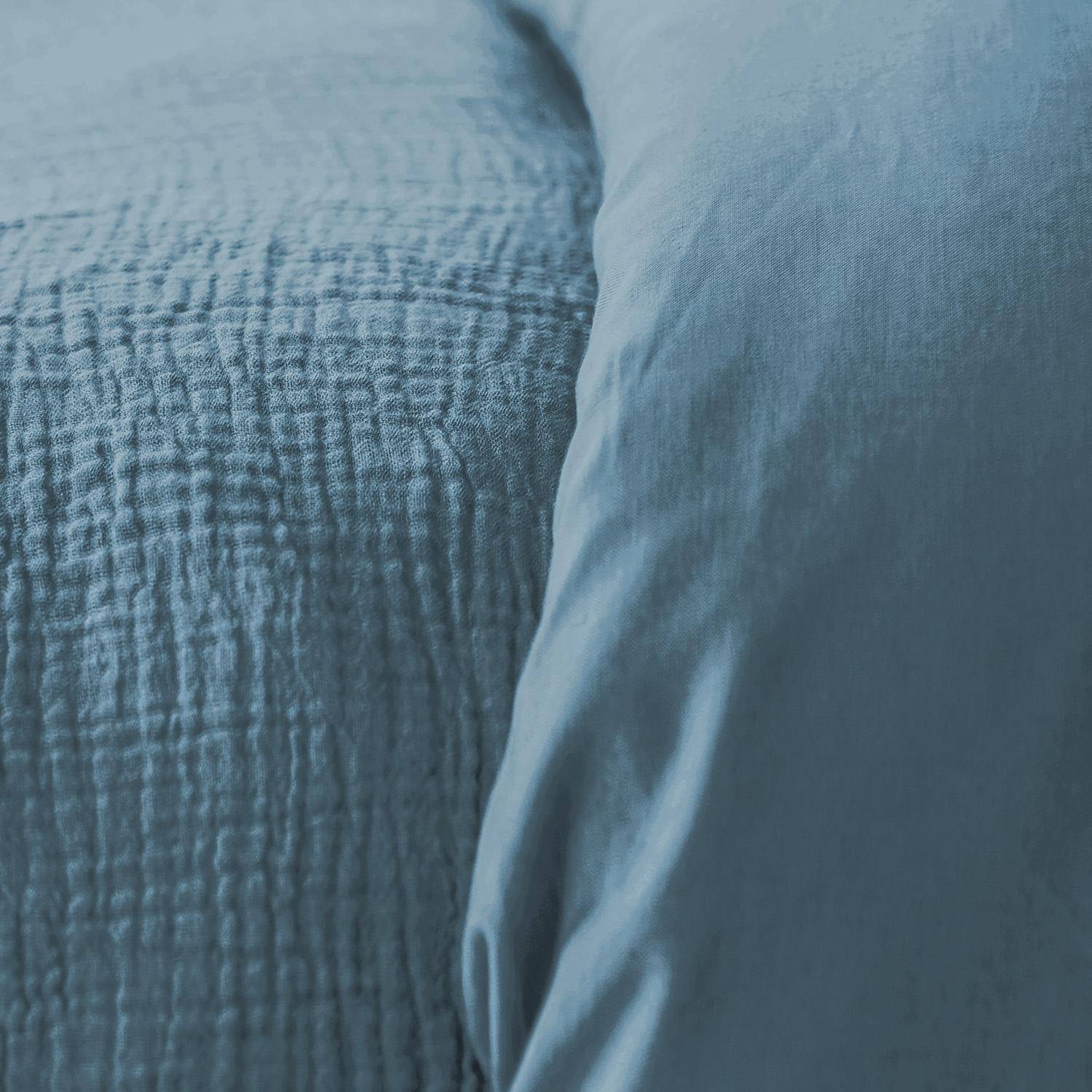 Parure de lit gaze de coton bleu foncé 140x200cm - Alix Photo3