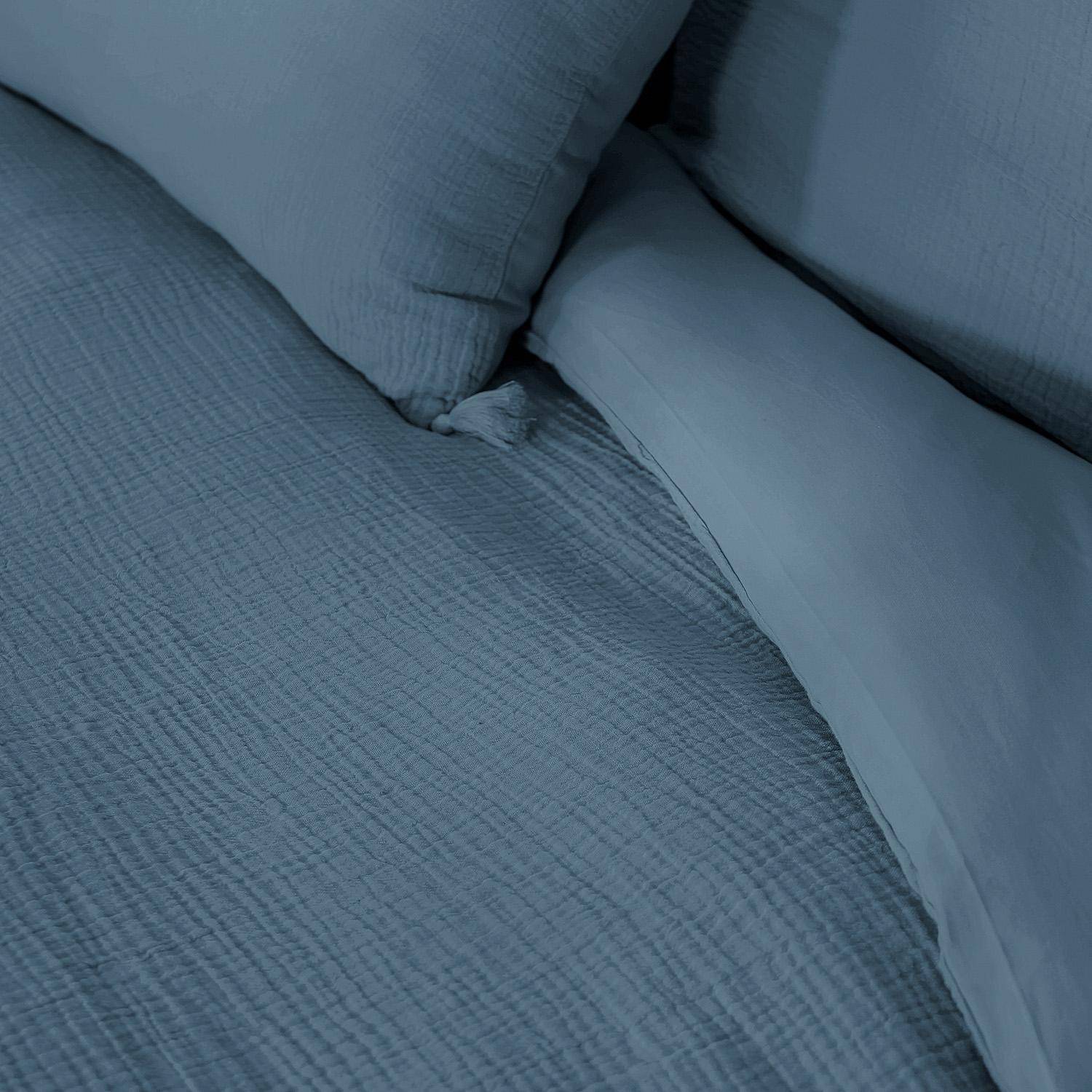 Beddengoedset donkerblauw katoenen mousseline 240x220cm - Alix,sweeek,Photo2