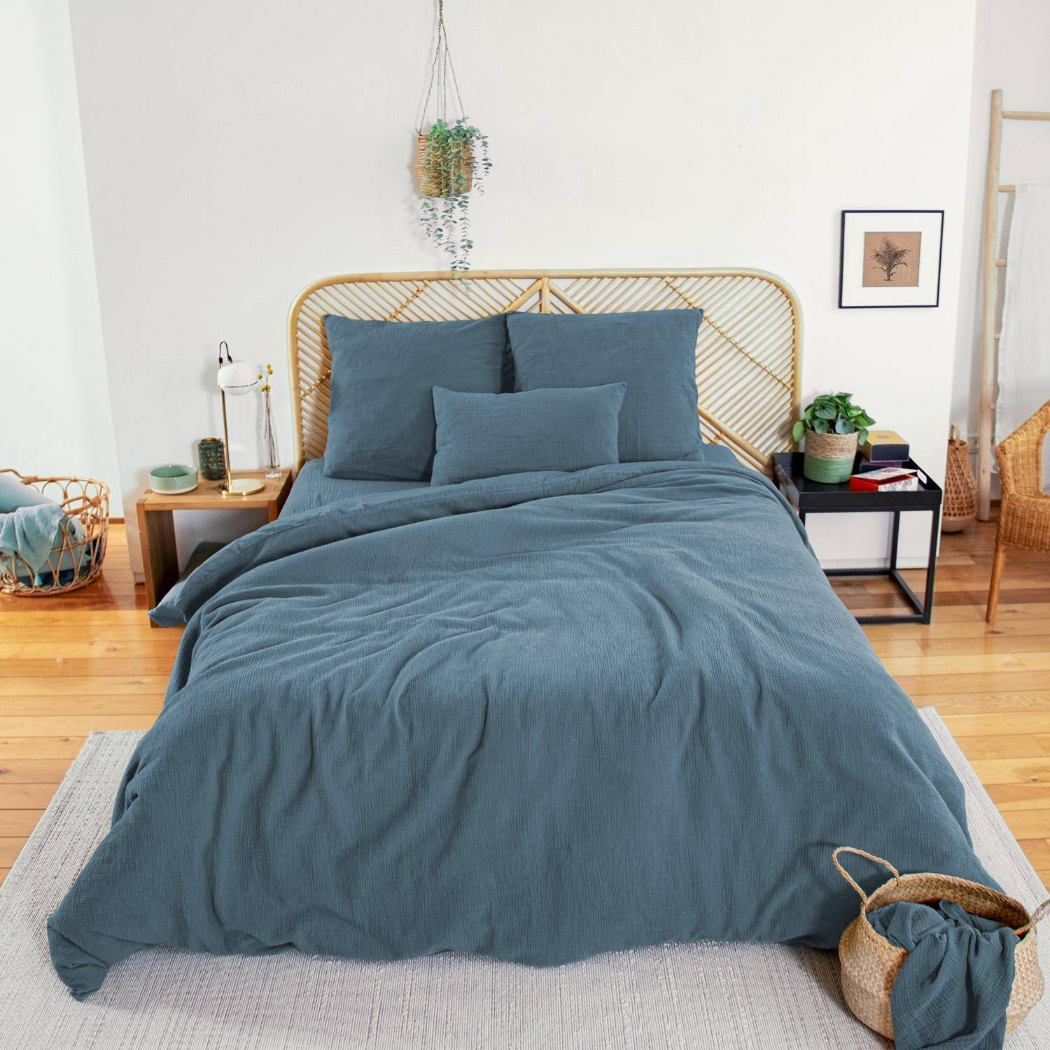 Beddengoedset donkerblauw katoenen mousseline 240x220cm - Alix,sweeek,Photo1