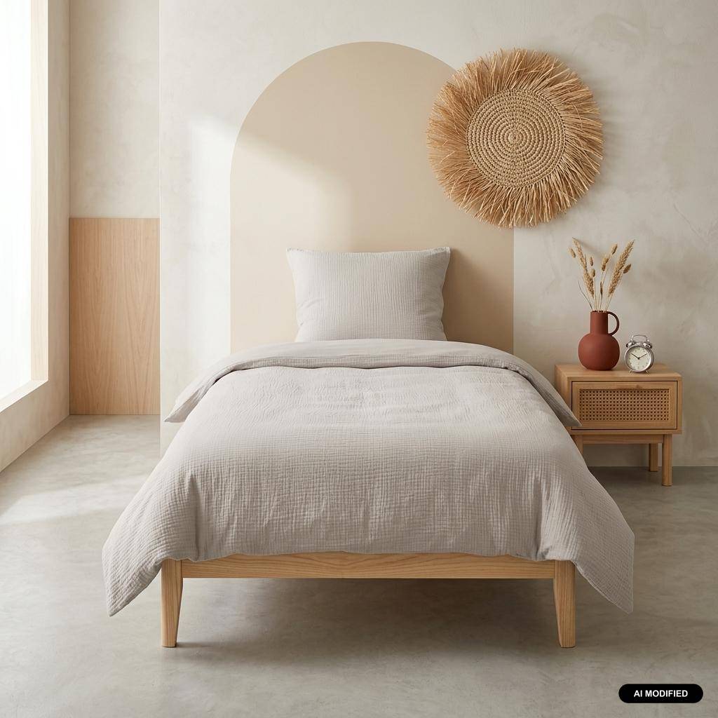 Juego de cama de gasa de algodón guijarro - 200x140x5 cm Photo1
