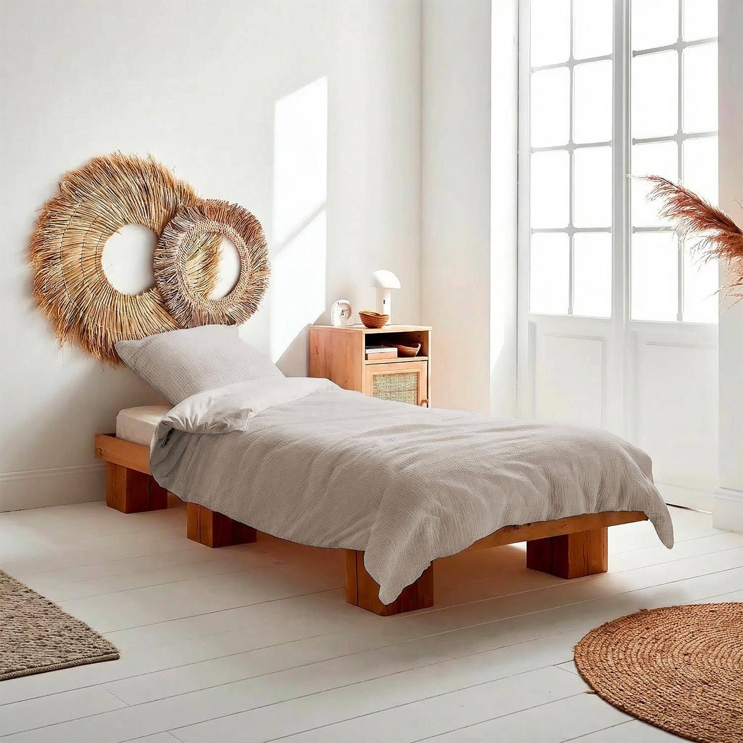 Juego de cama de gasa de algodón guijarro - 200x140x5 cm,sweeek,Photo1