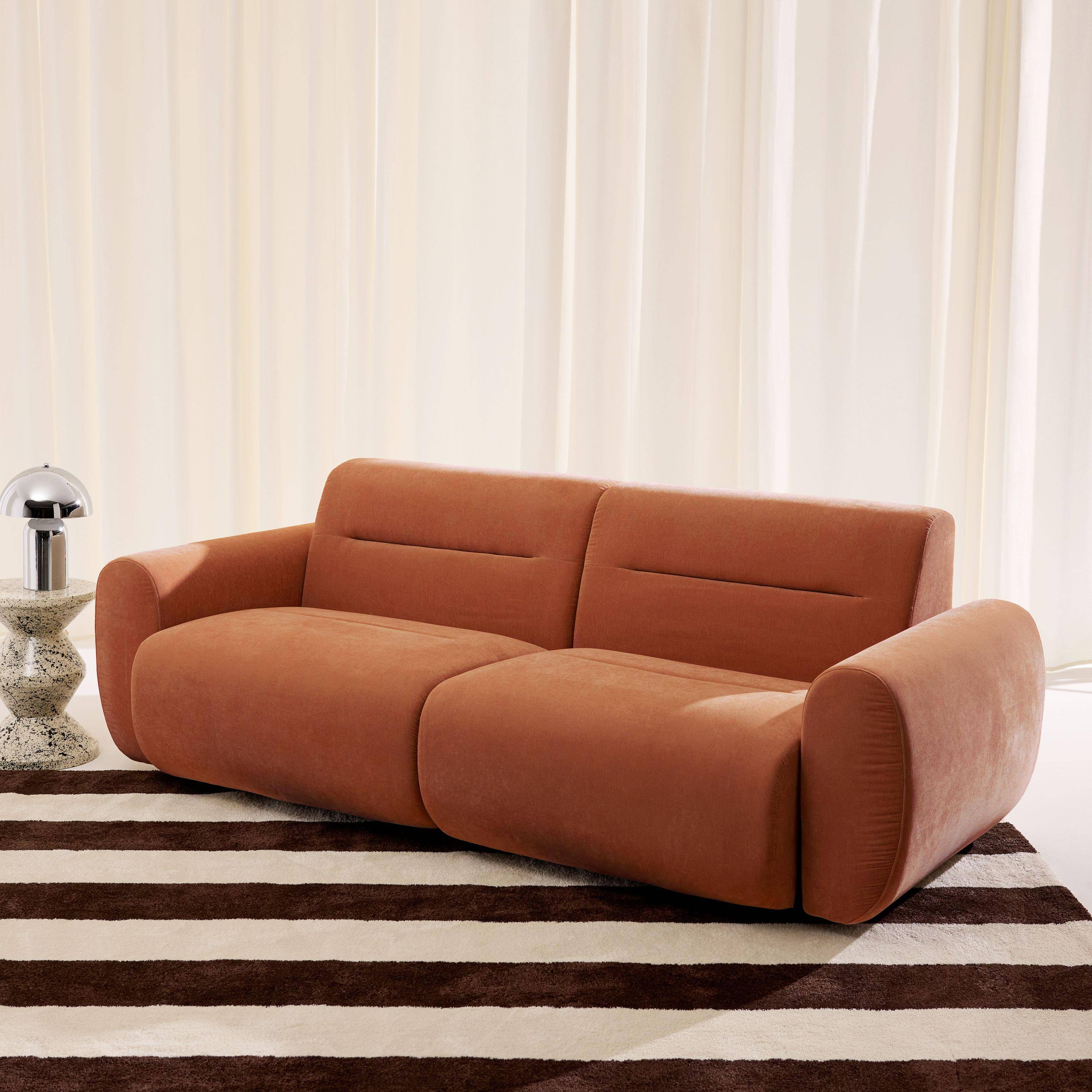 Sofá em tecido, 3 lugares Terracota - 230x99x80 cm,sweeek,Photo2