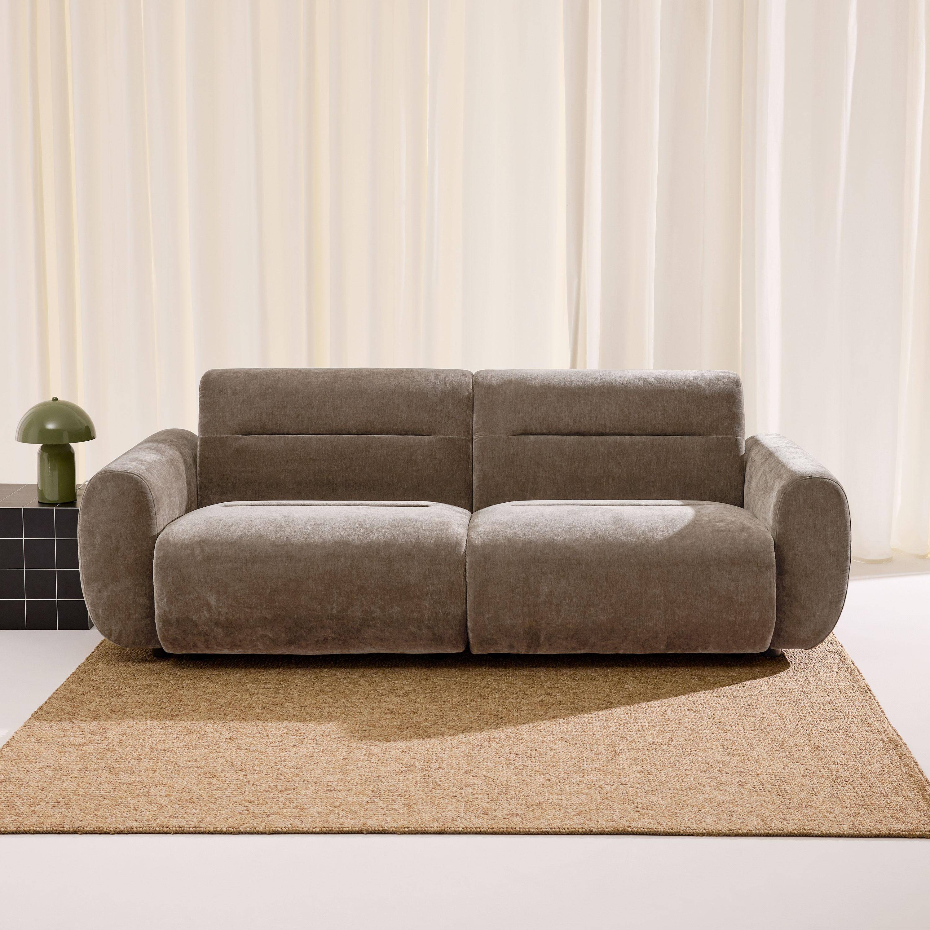 Sofá em tecido, 3 lugares Taupe - 230x99x80 cm Photo1