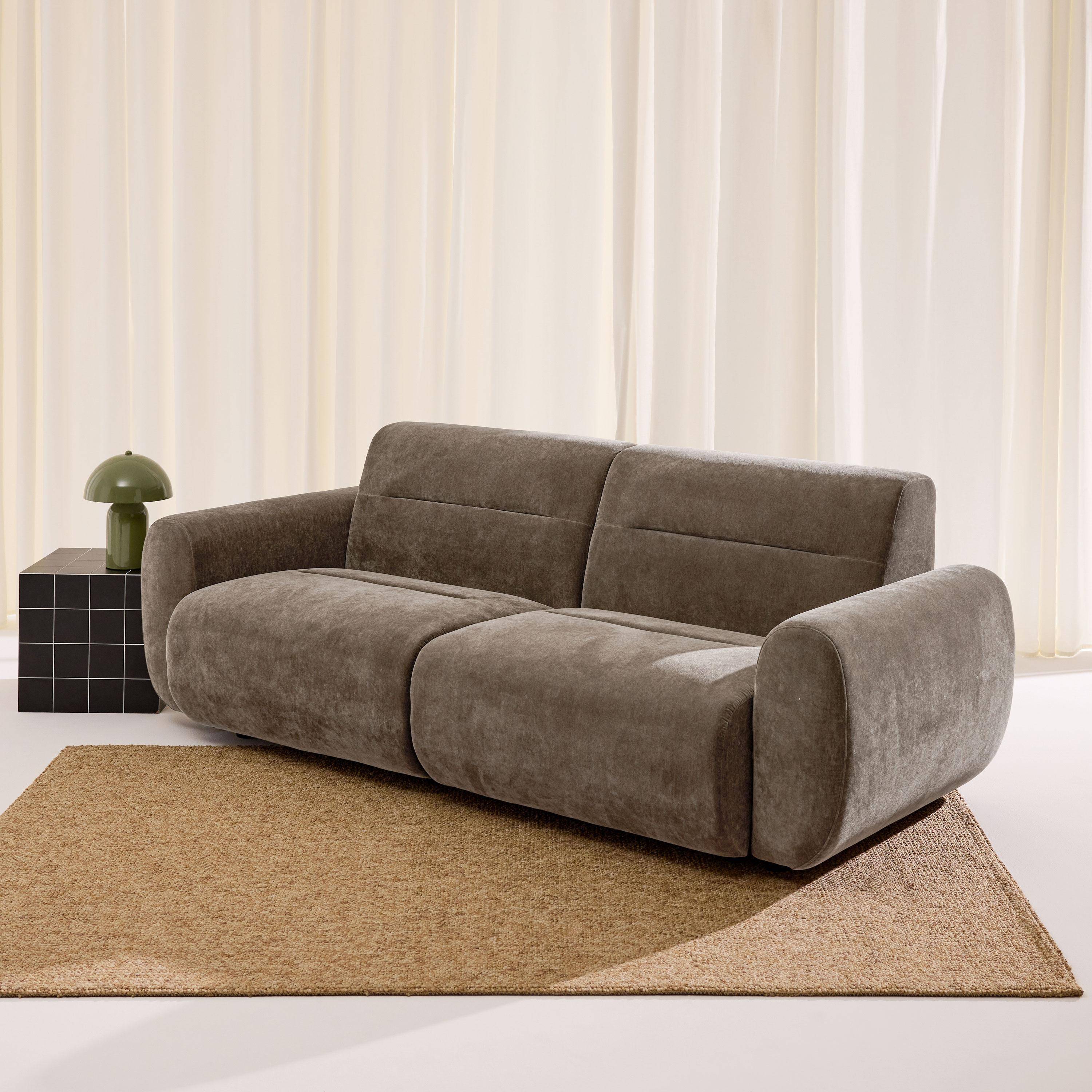 Sofá em tecido, 3 lugares Taupe - 230x99x80 cm Photo2