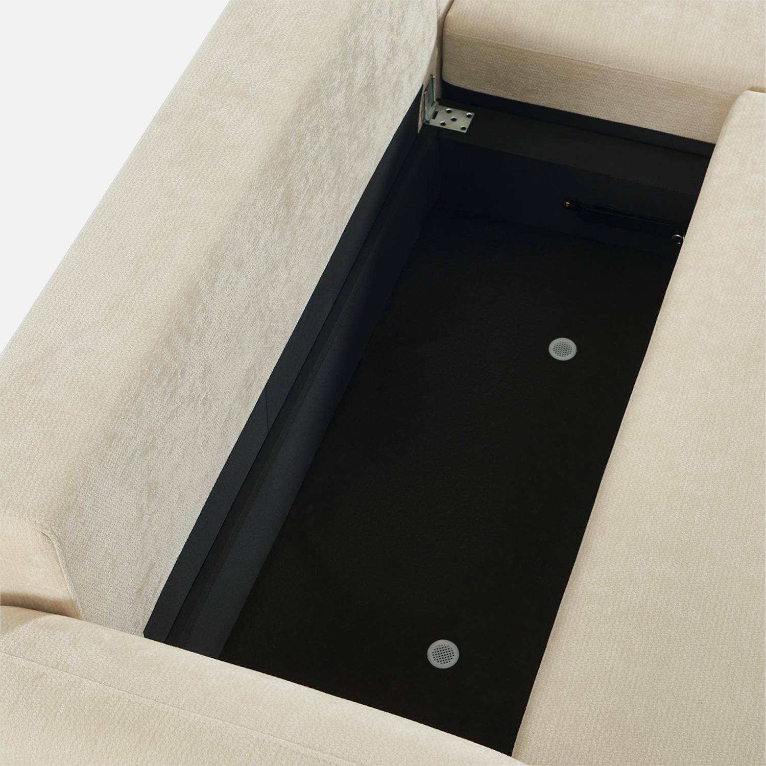 Divano letto angolare reversibile in tessuto con contenitore, 3 posti Bianco sporco - 251x170x84 cm,sweeek,Photo7