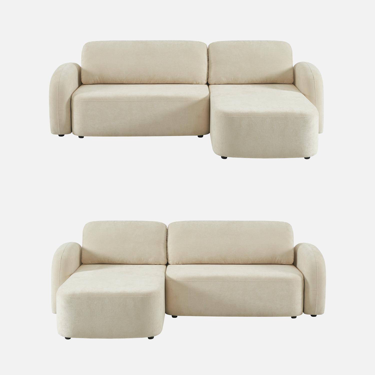 Divano angolare in tessuto con vano contenitore, 3 posti Bianco sporco - 251x170x84 cm Photo2