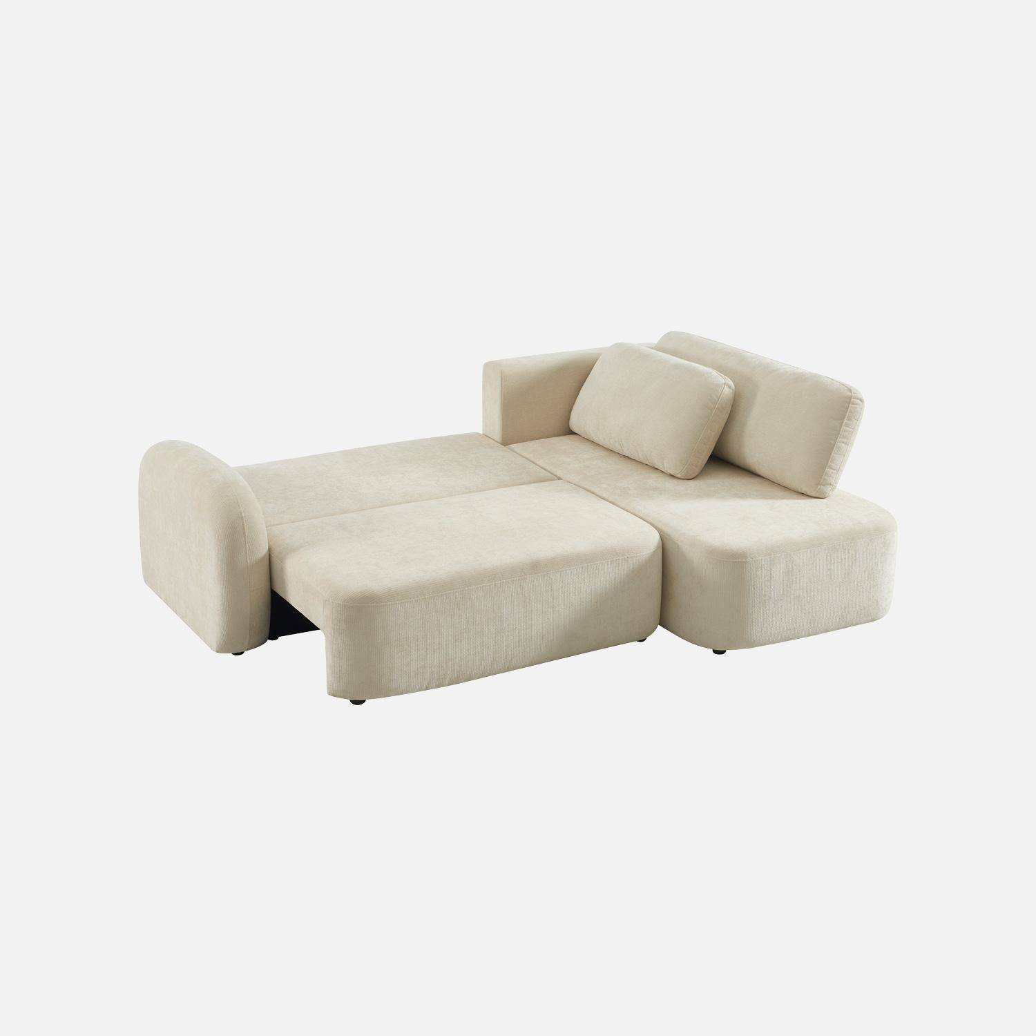 Divano letto angolare reversibile in tessuto con contenitore, 3 posti Bianco sporco - 251x170x84 cm,sweeek,Photo5