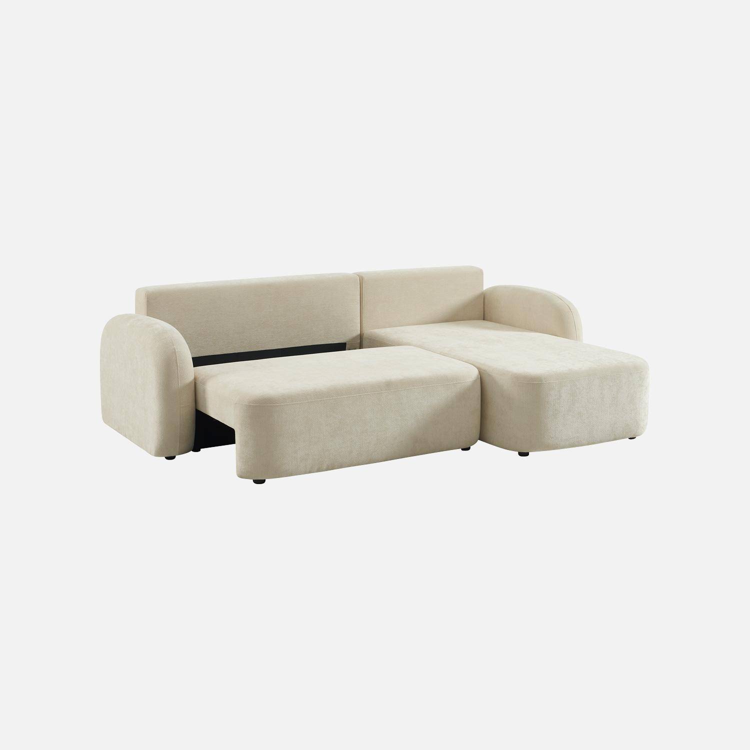 Divano letto angolare reversibile in tessuto con contenitore, 3 posti Bianco sporco - 251x170x84 cm,sweeek,Photo4