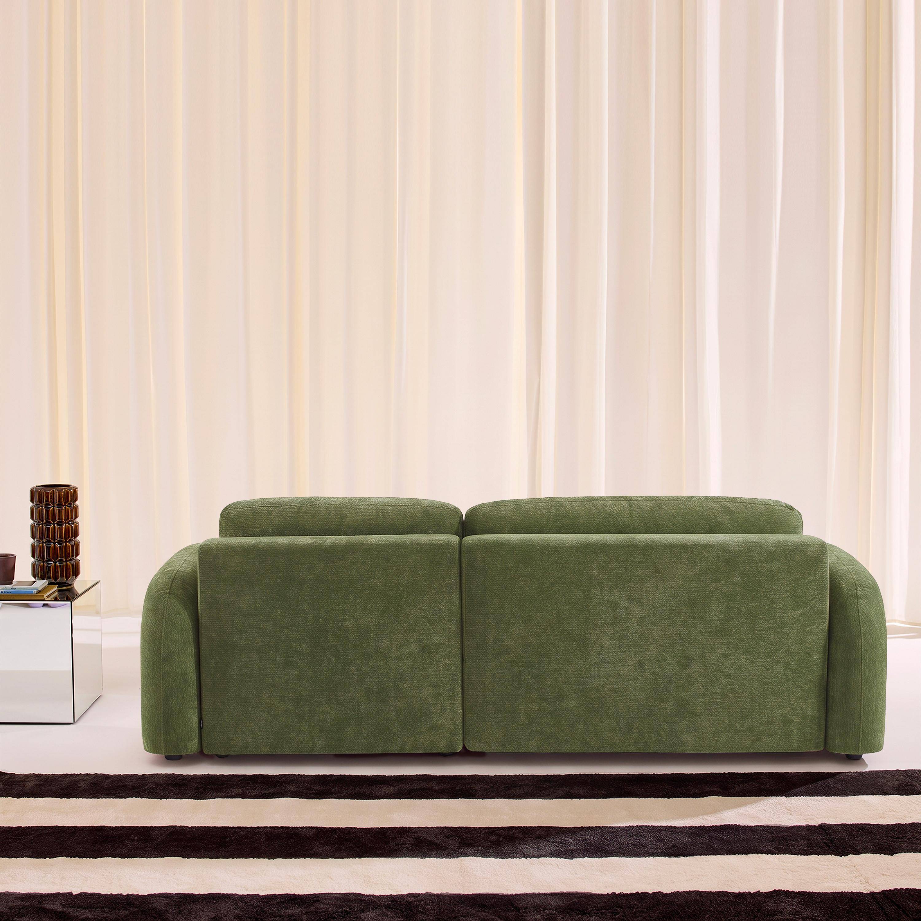 3-Sitzer Ecksofa mit Schlaffunktion, beidseitig montierbarer Recamiere und Stoffbezug grün - Nouma Photo3