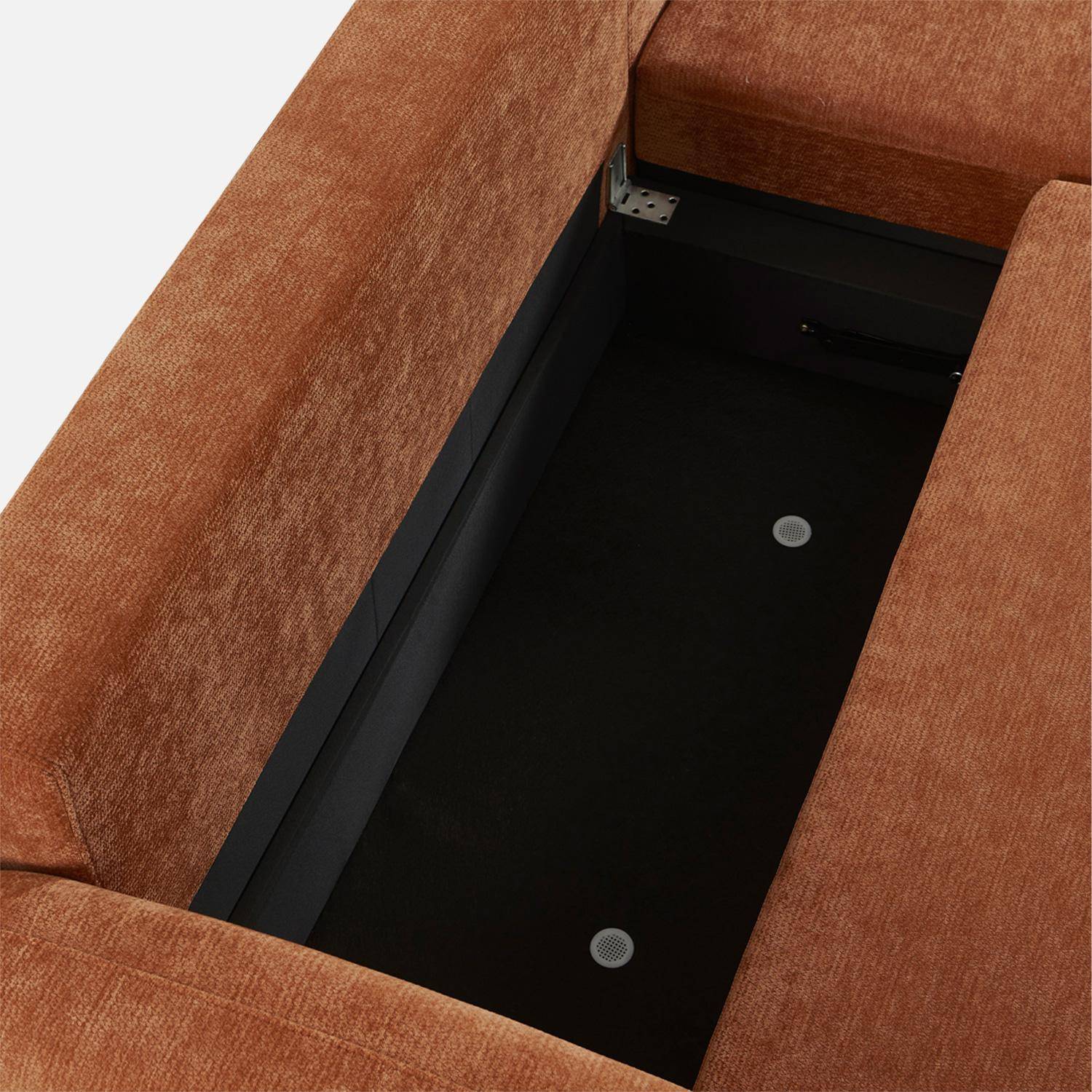 Divano angolare in tessuto con vano contenitore, 3 posti Terracotta - 251x170x84 cm Photo6