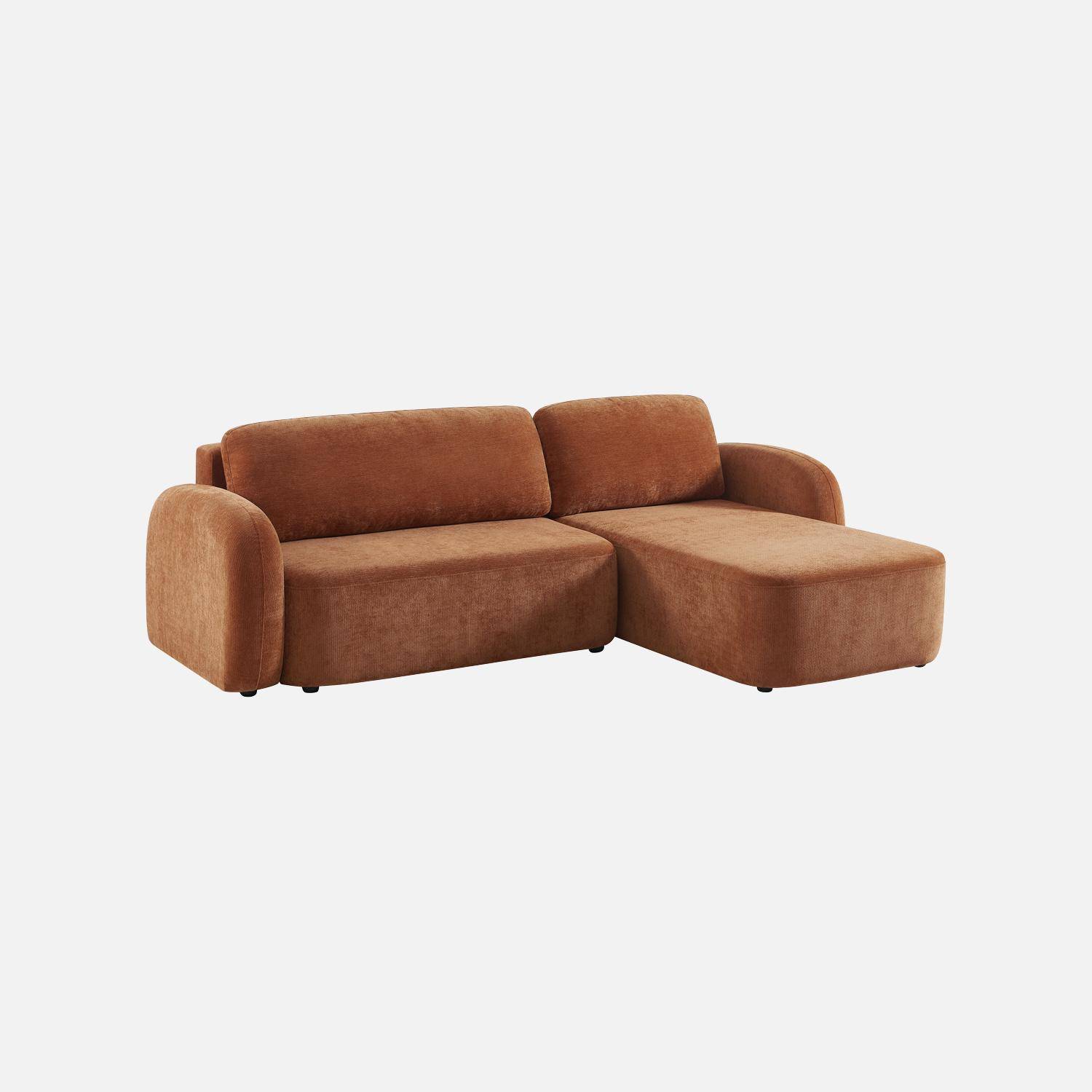 Divano angolare in tessuto con vano contenitore, 3 posti Terracotta - 251x170x84 cm Photo1