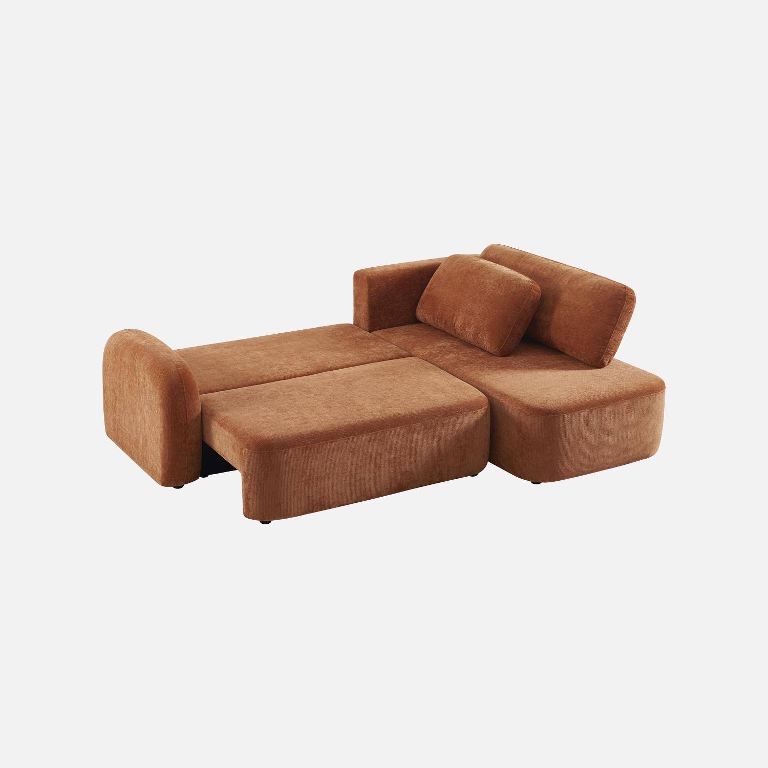 Divano angolare in tessuto con vano contenitore, 3 posti Terracotta - 251x170x84 cm Photo4