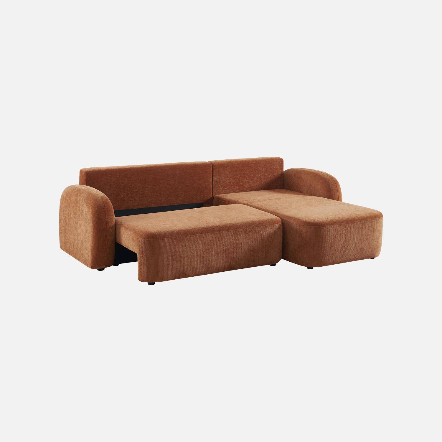 Divano angolare in tessuto con vano contenitore, 3 posti Terracotta - 251x170x84 cm Photo3