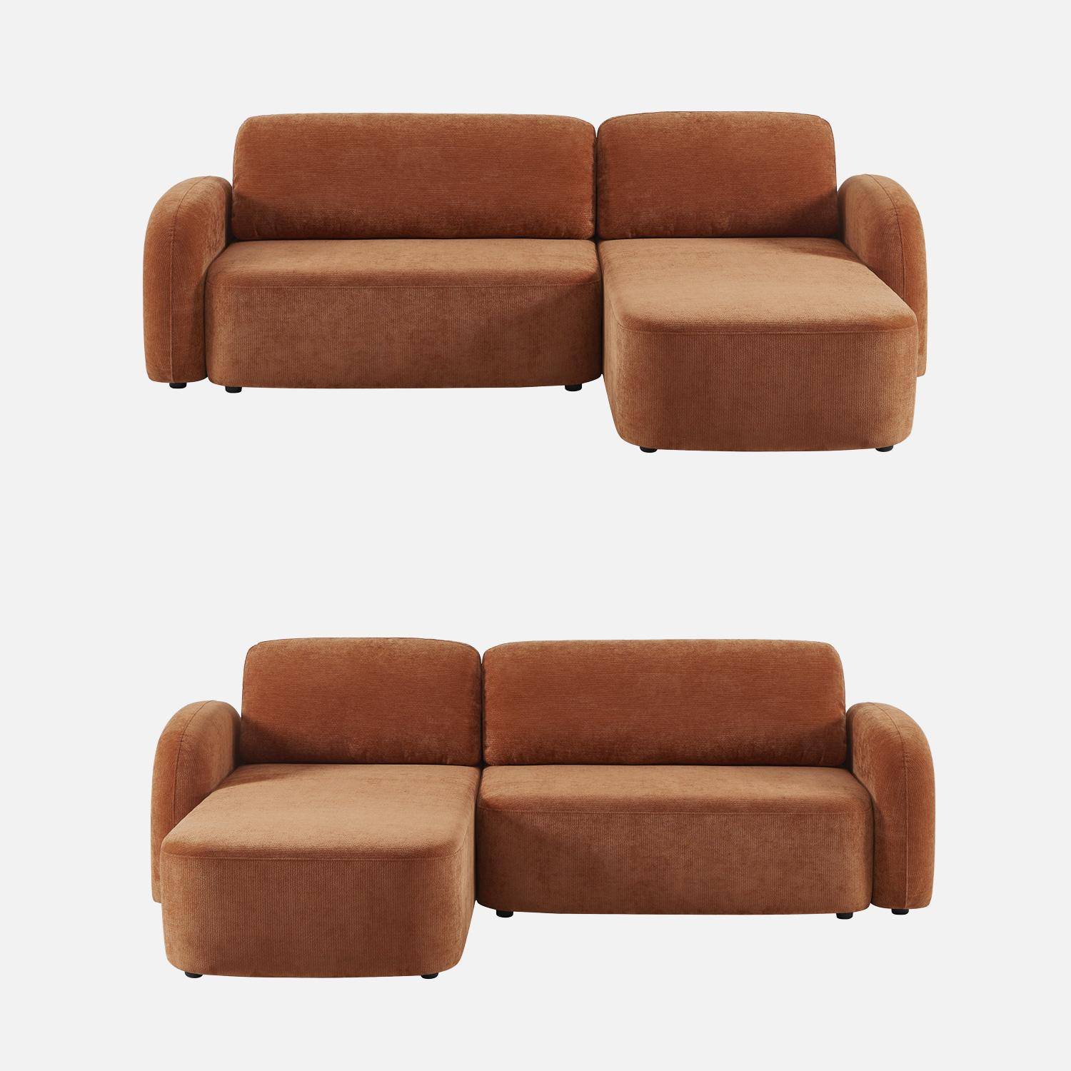Divano angolare in tessuto con vano contenitore, 3 posti Terracotta - 251x170x84 cm Photo2